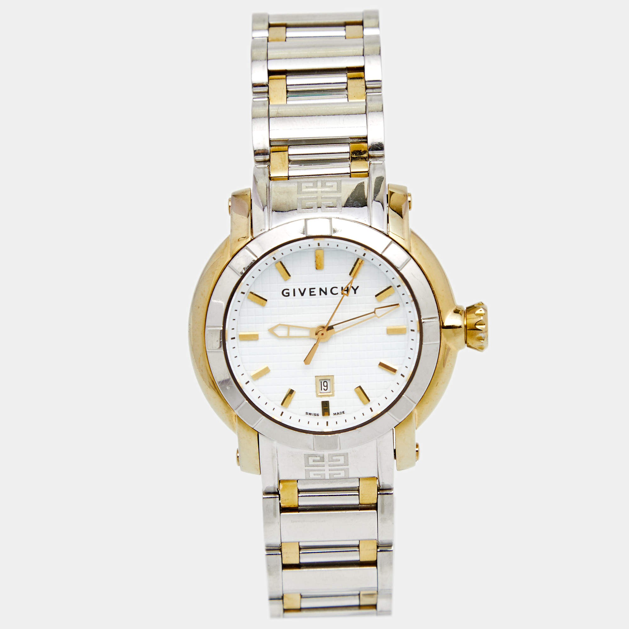 Pre Owned ساعة يد نسائية جيفنشي GV.5202L ستانلس ستيل لونين بيضاء 36 مم