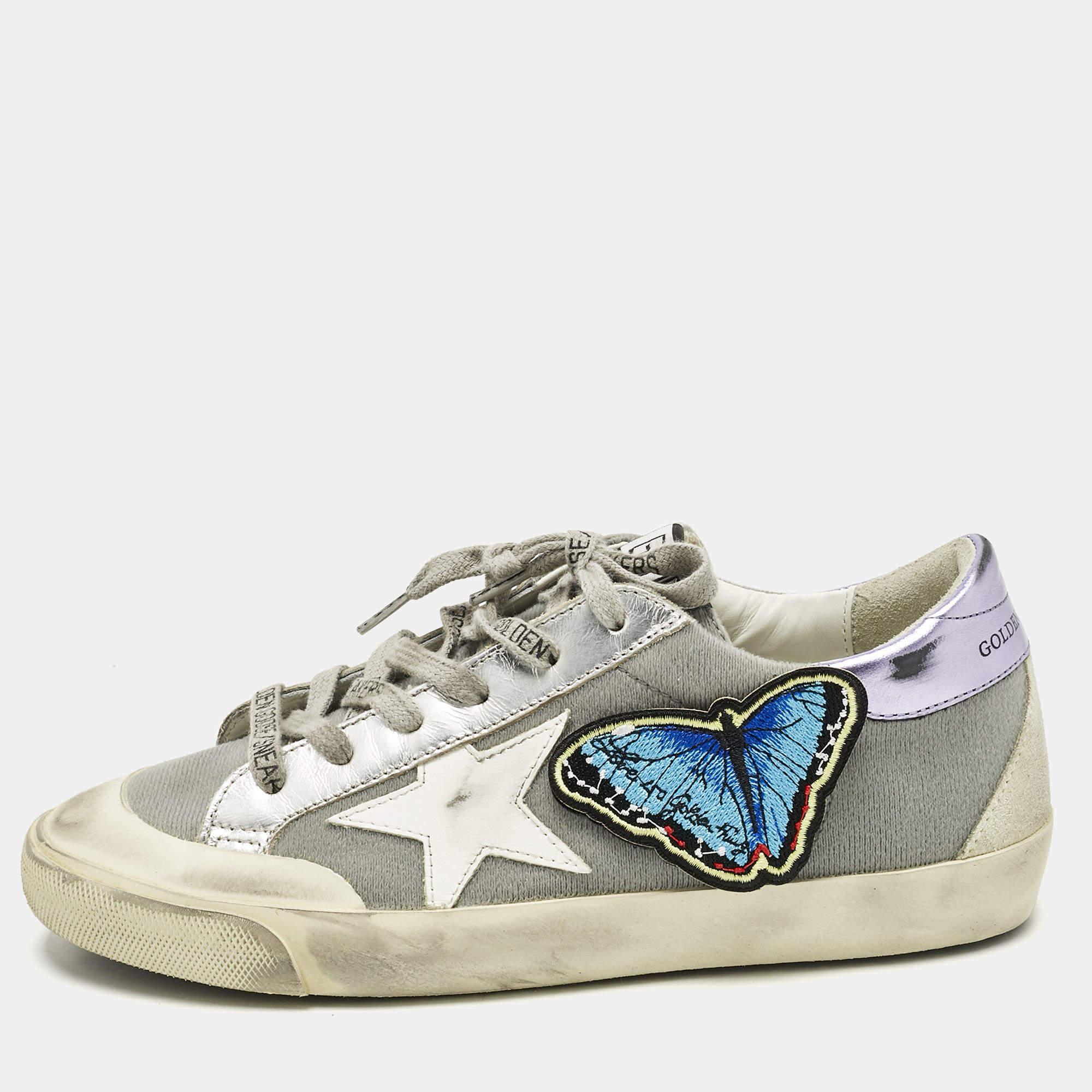 Pre Owned Golden Goose Multicolor Leather and Patches Super Star Sneakers Size 37