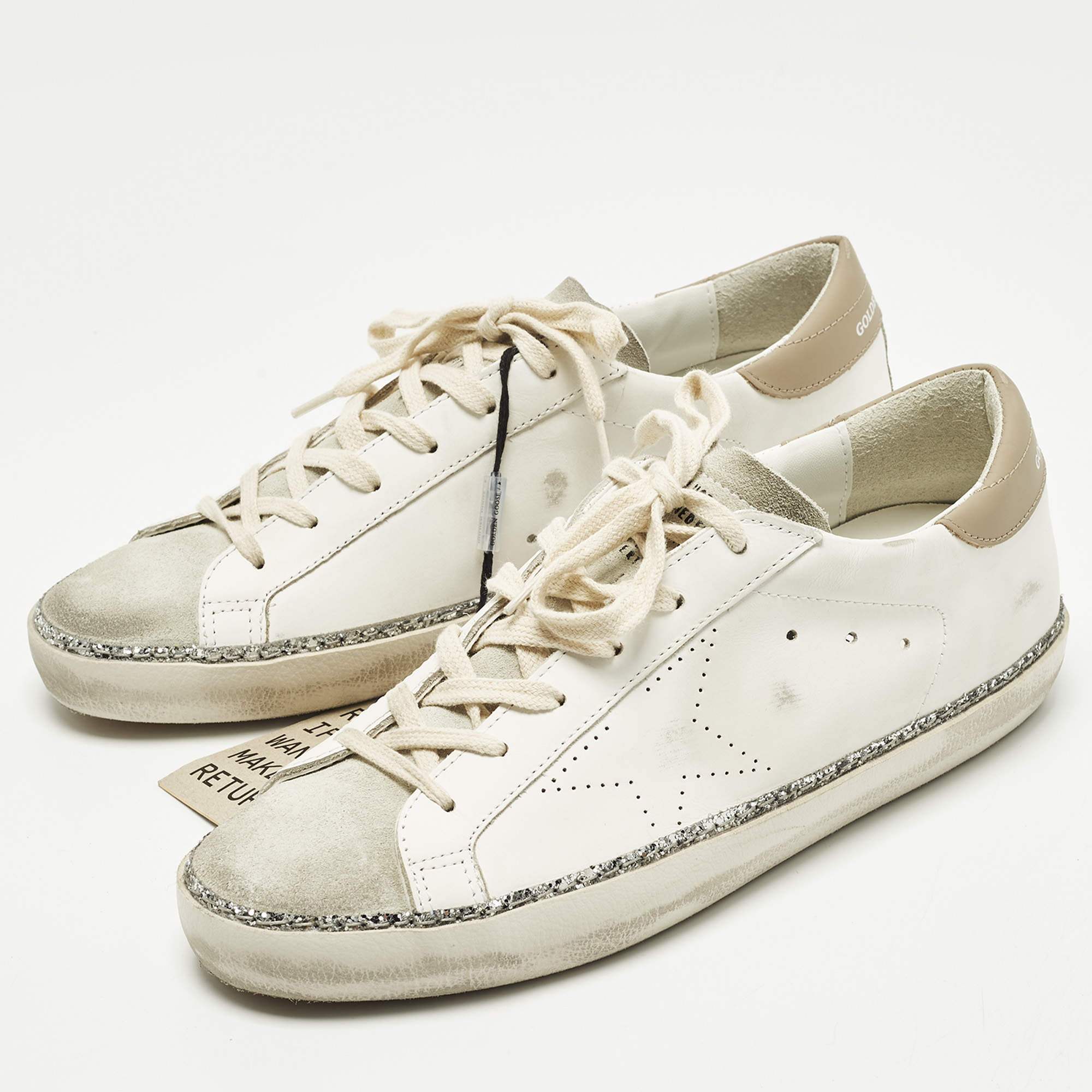 ゴールデングース　37 golden  Golden Goose Gold Laminated Leather And Suede Superstar Sneakers