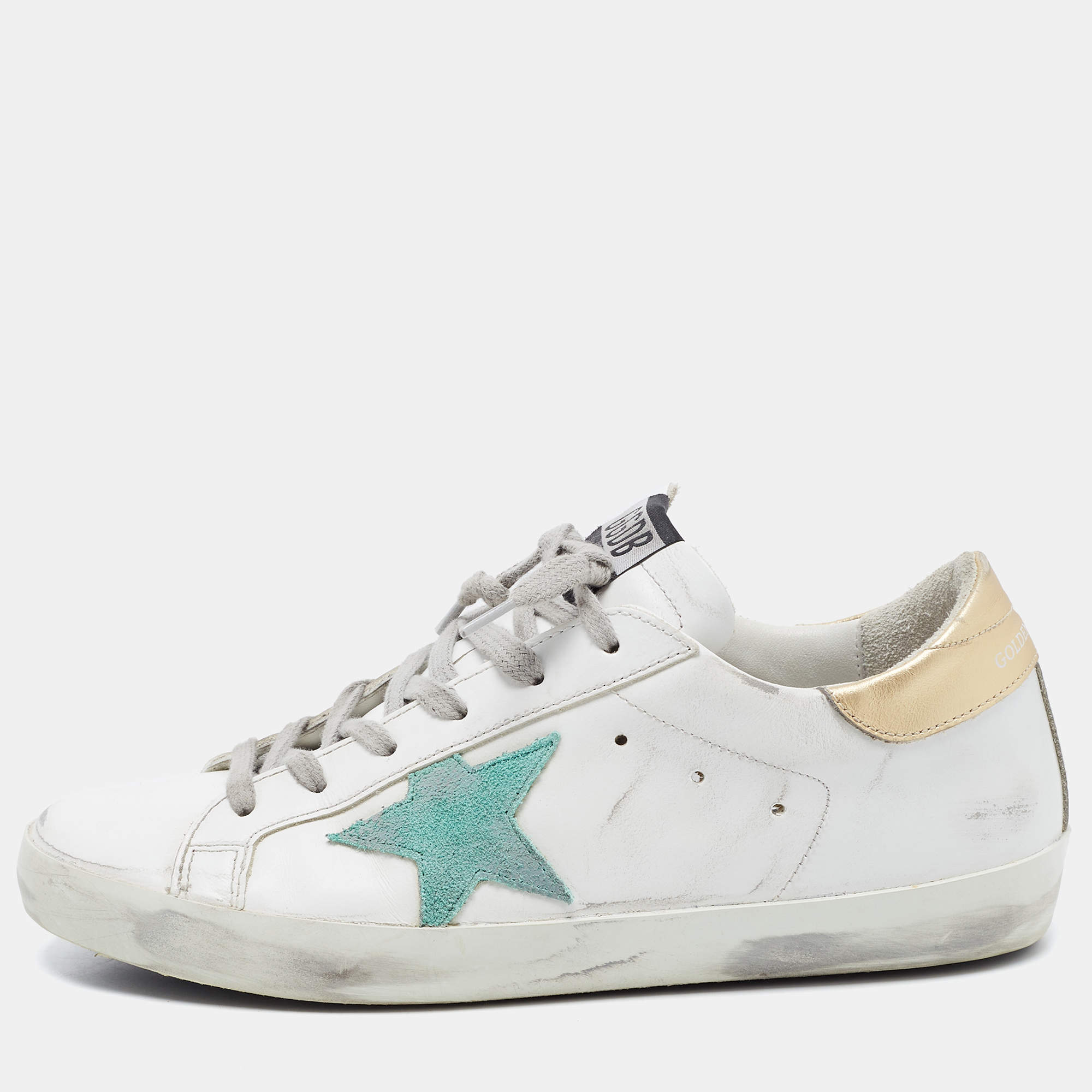 Pre Owned Golden Goose White Leather Superstar Low Top Sneakers Size 39