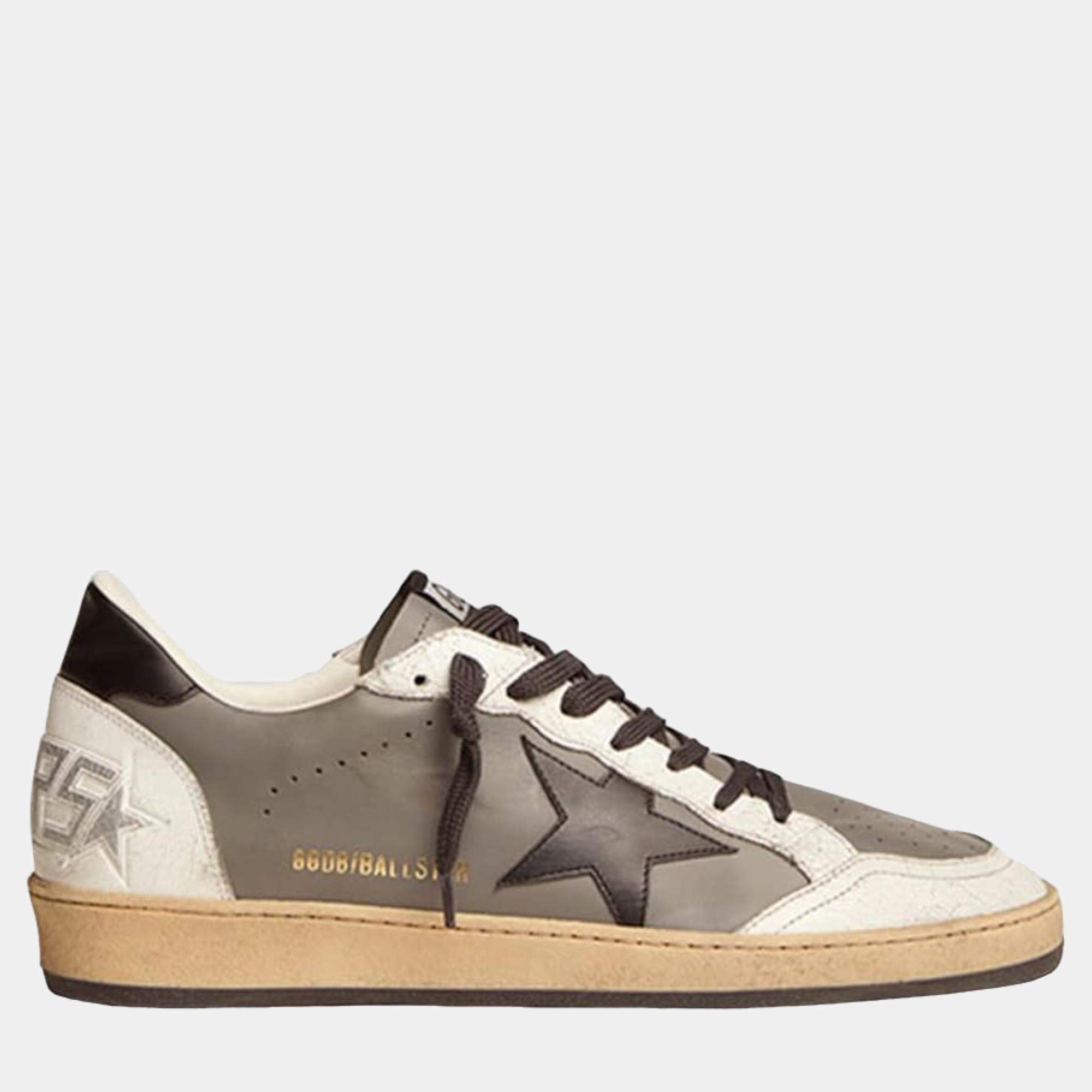 Pre Owned Golden Goose Grey Leather Trainers EU 39