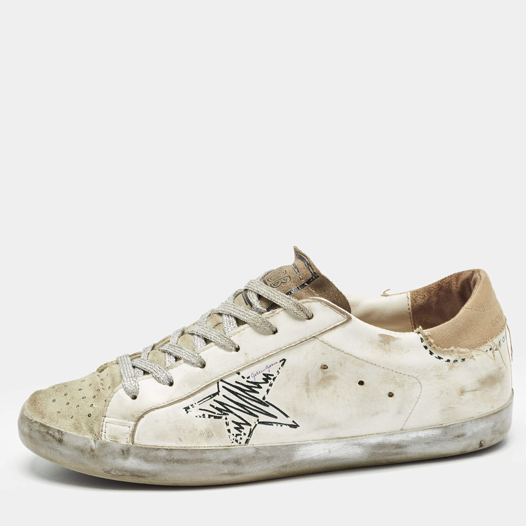 Pre Owned Golden Goose White Leather Superstar Sneakers Size 40