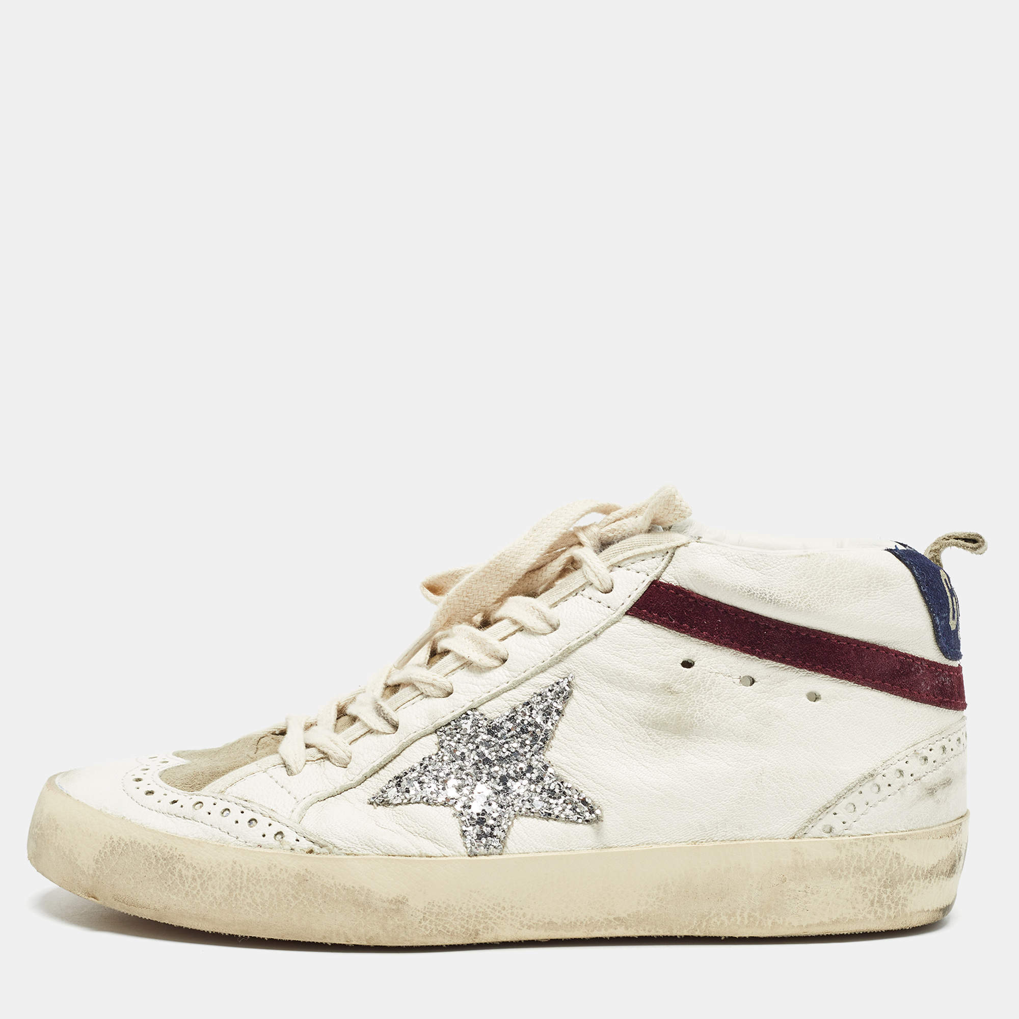 Golden Goose White Leather Midstar High Top Sneakers Size 37