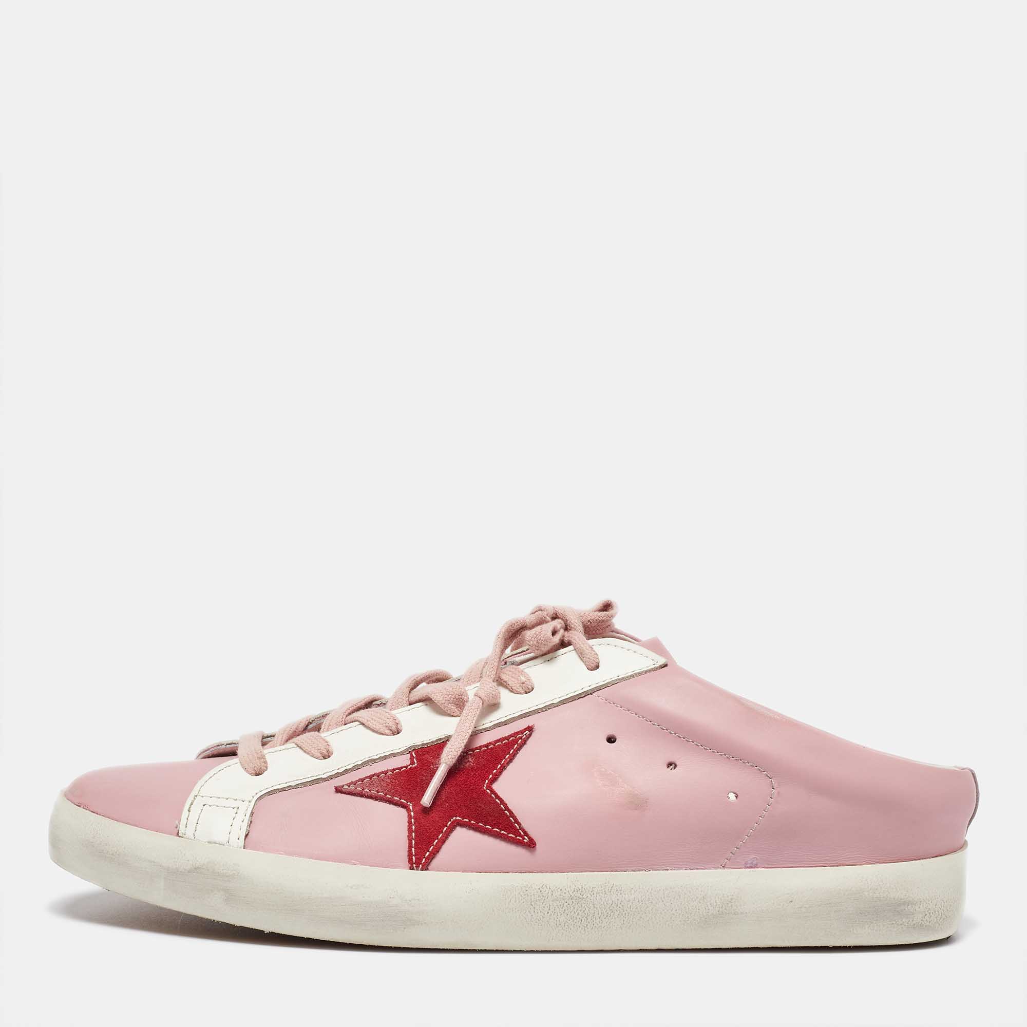 Pre Owned Golden Goose Pink Leather Superstar Sabot Sneakers Size 42
