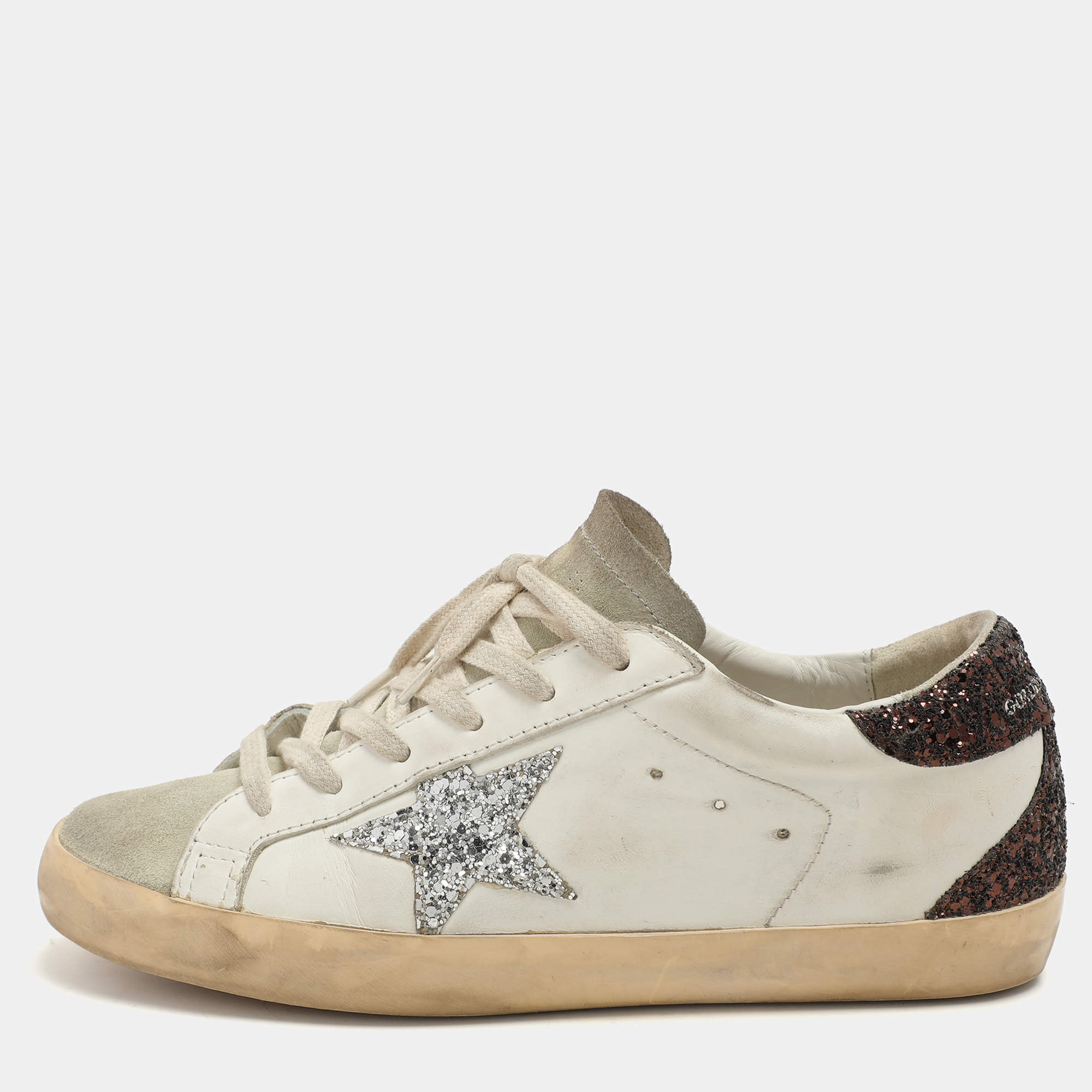 Golden Goose White Leather Superstar Low Top Sneakers Size 39