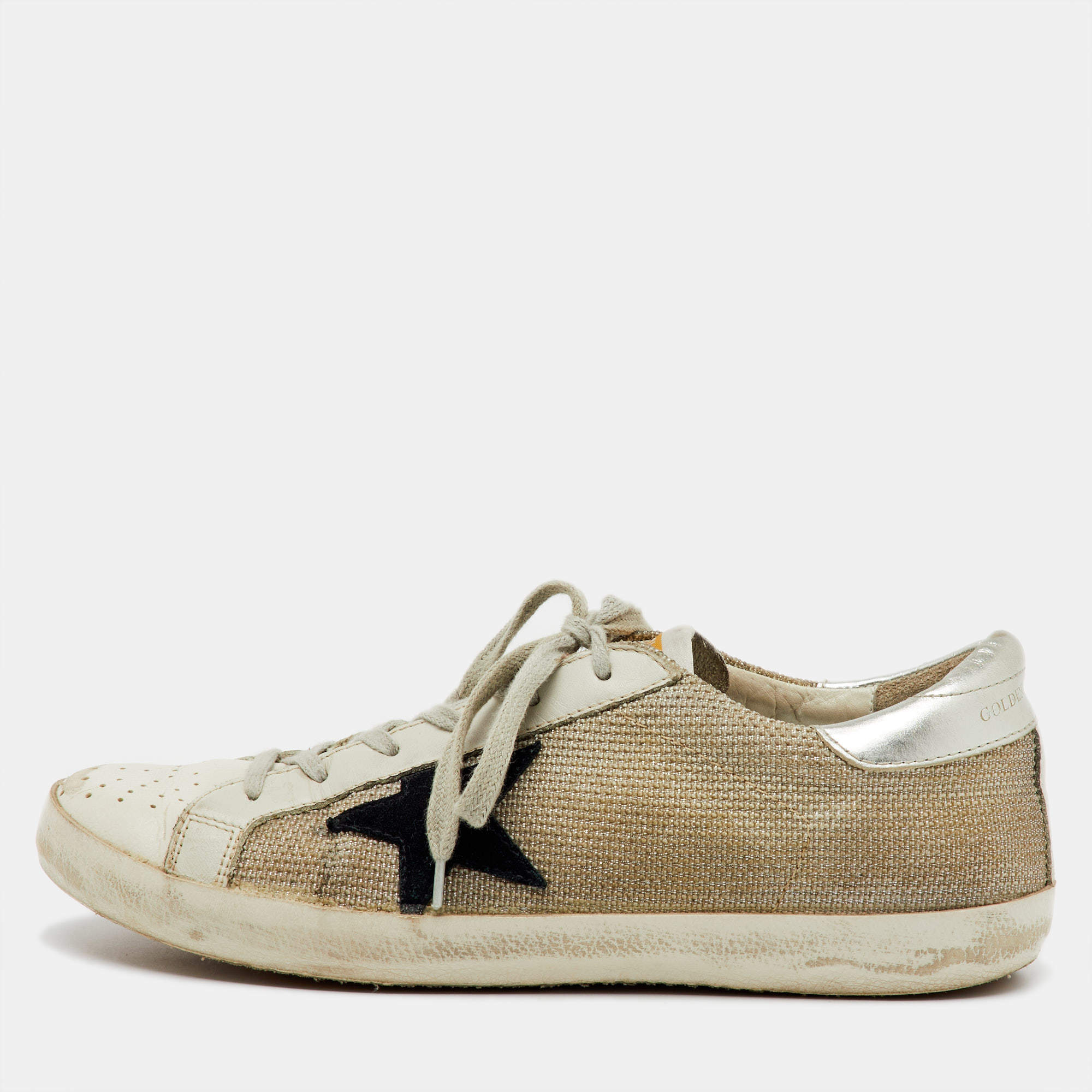 Golden Goose Multicolor Knit Fabric and Leather Superstar Low Top Sneakers Size 40