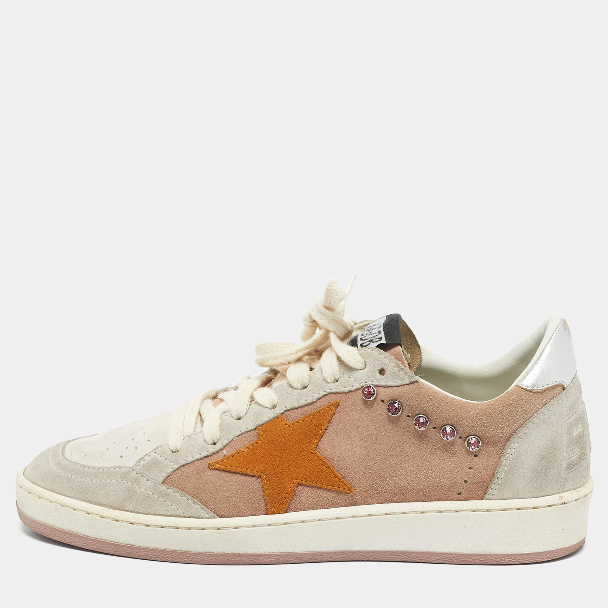 Pre Owned Golden Goose Multicolor Suede Embellished Ballstar Sneakers Size 38