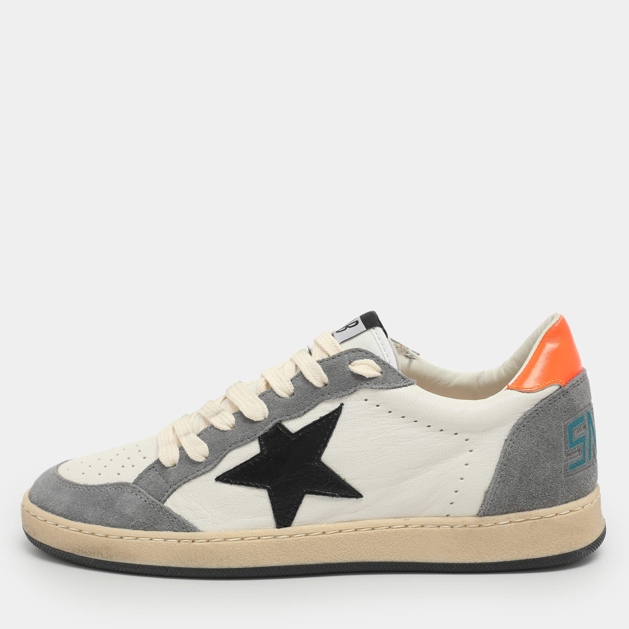 Pre Owned Golden Goose Ballstar Size 38 Multicolor Leather and Suede Low Top Sneakers 