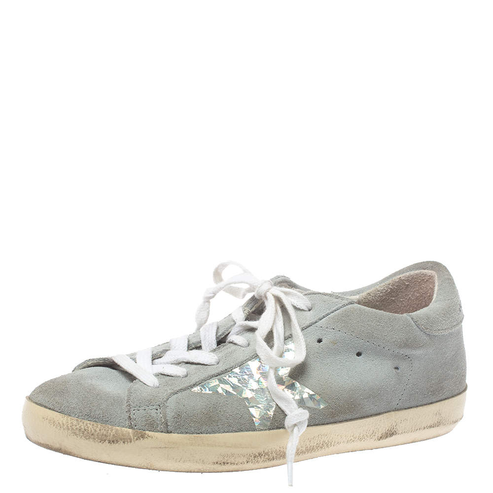 Pre Owned Golden Goose Grey Suede Leather Superstar Low Top  Sneakers Size 36 