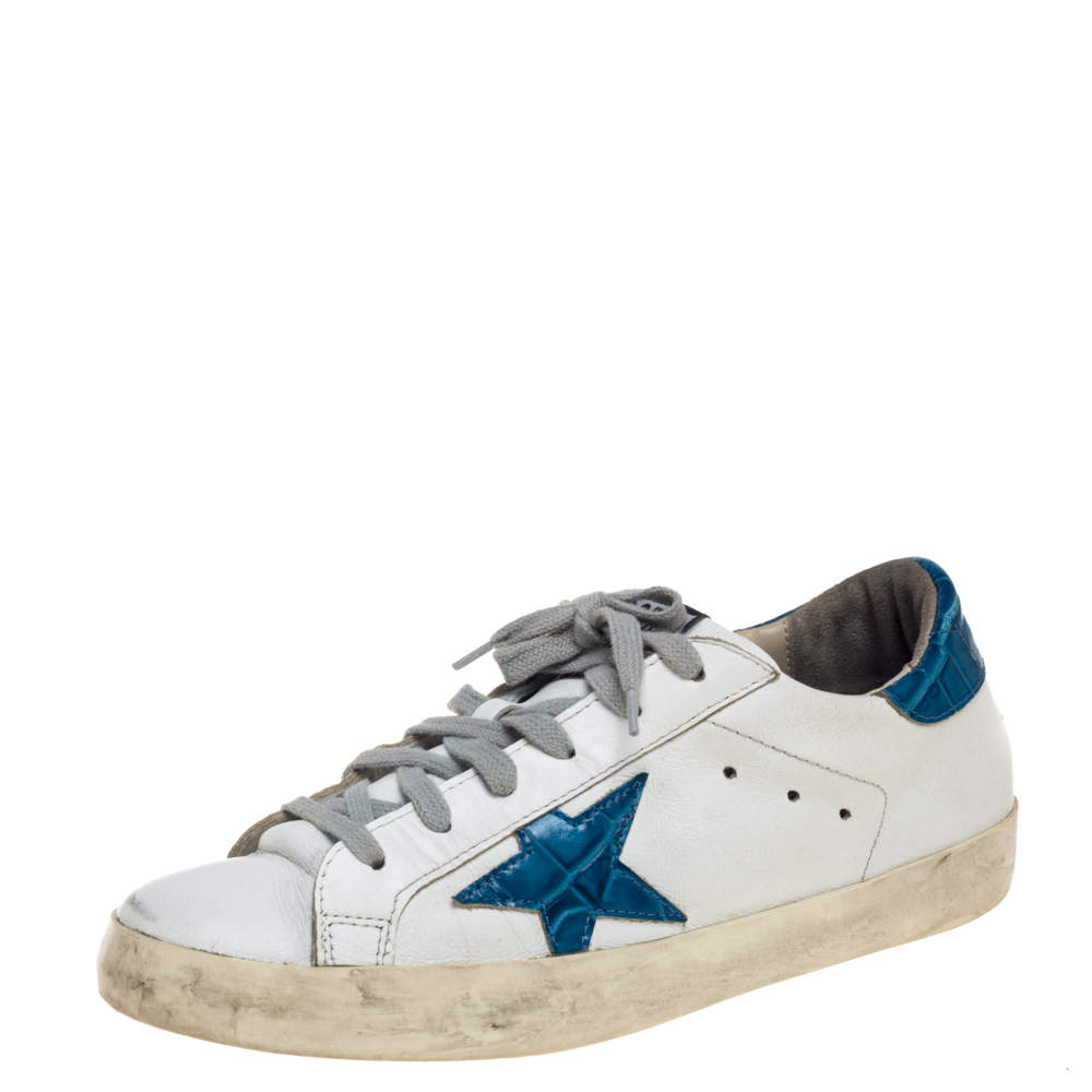 Pre Owned Golden Goose White Leather Superstar Sneakers Size 38