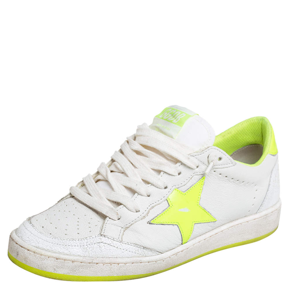 Pre Owned Golden Goose White Leather Ballstar Low Top Sneakers Size 37