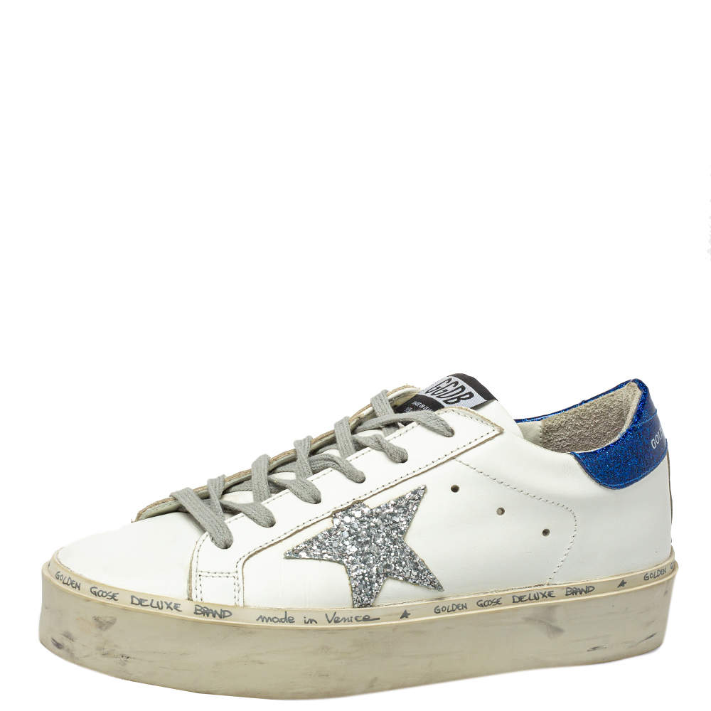 Golden Goose White Leather Hi Star Sneakers Size 37