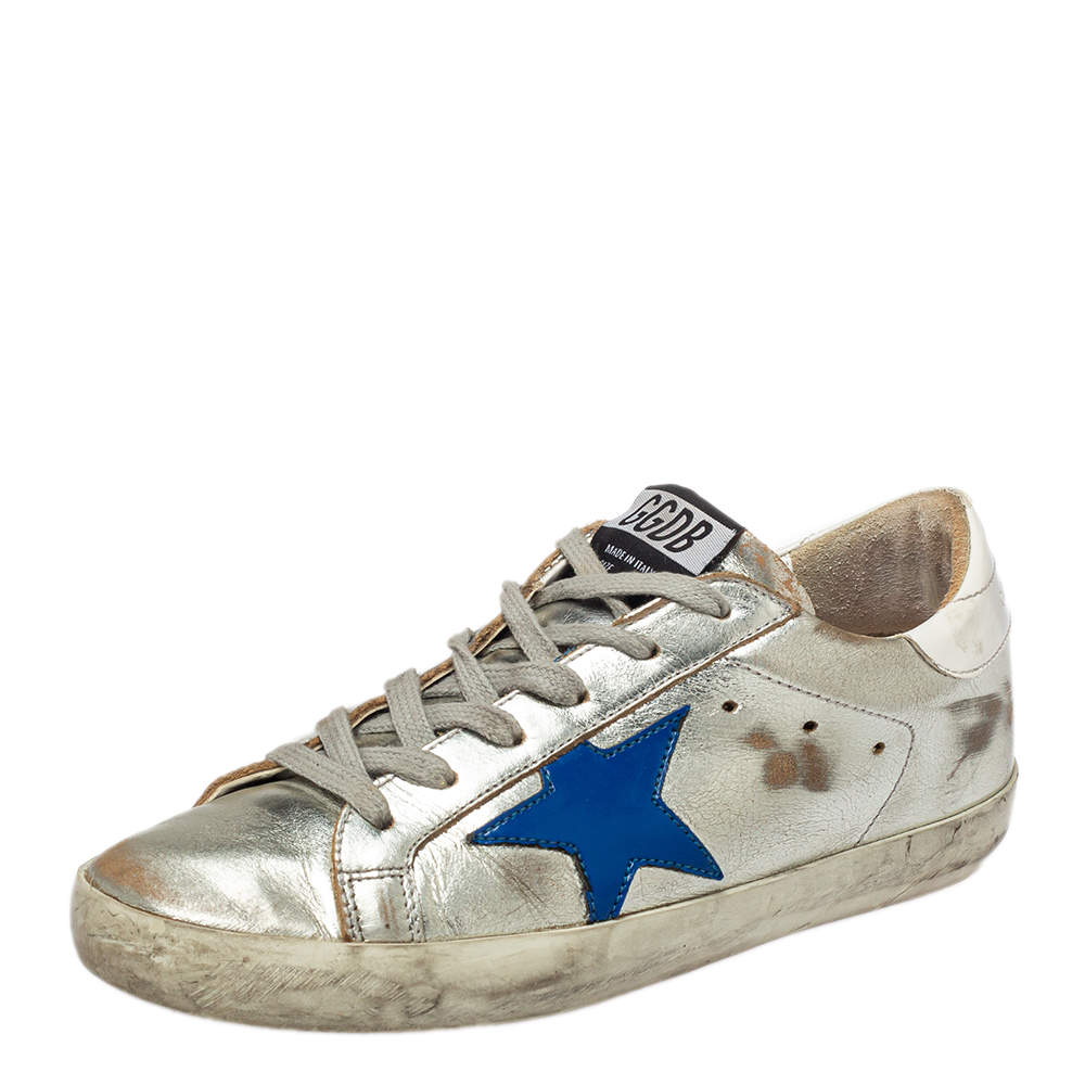 Pre Owned Golden Goose White Patent And Leather Superstar Sneakers Size 35