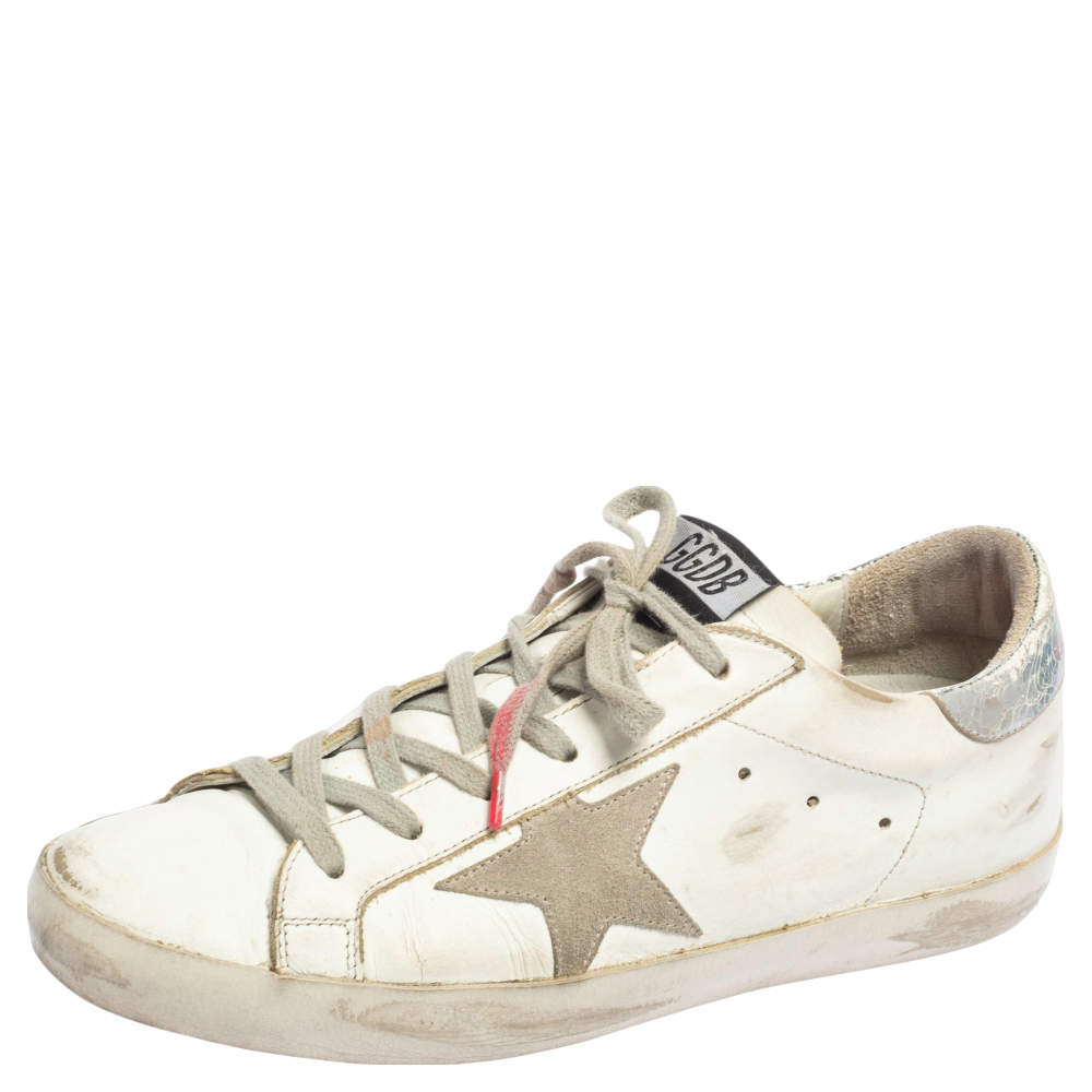 Golden Goose White/Pink Leather Superstar Low Top Sneakers Size 39