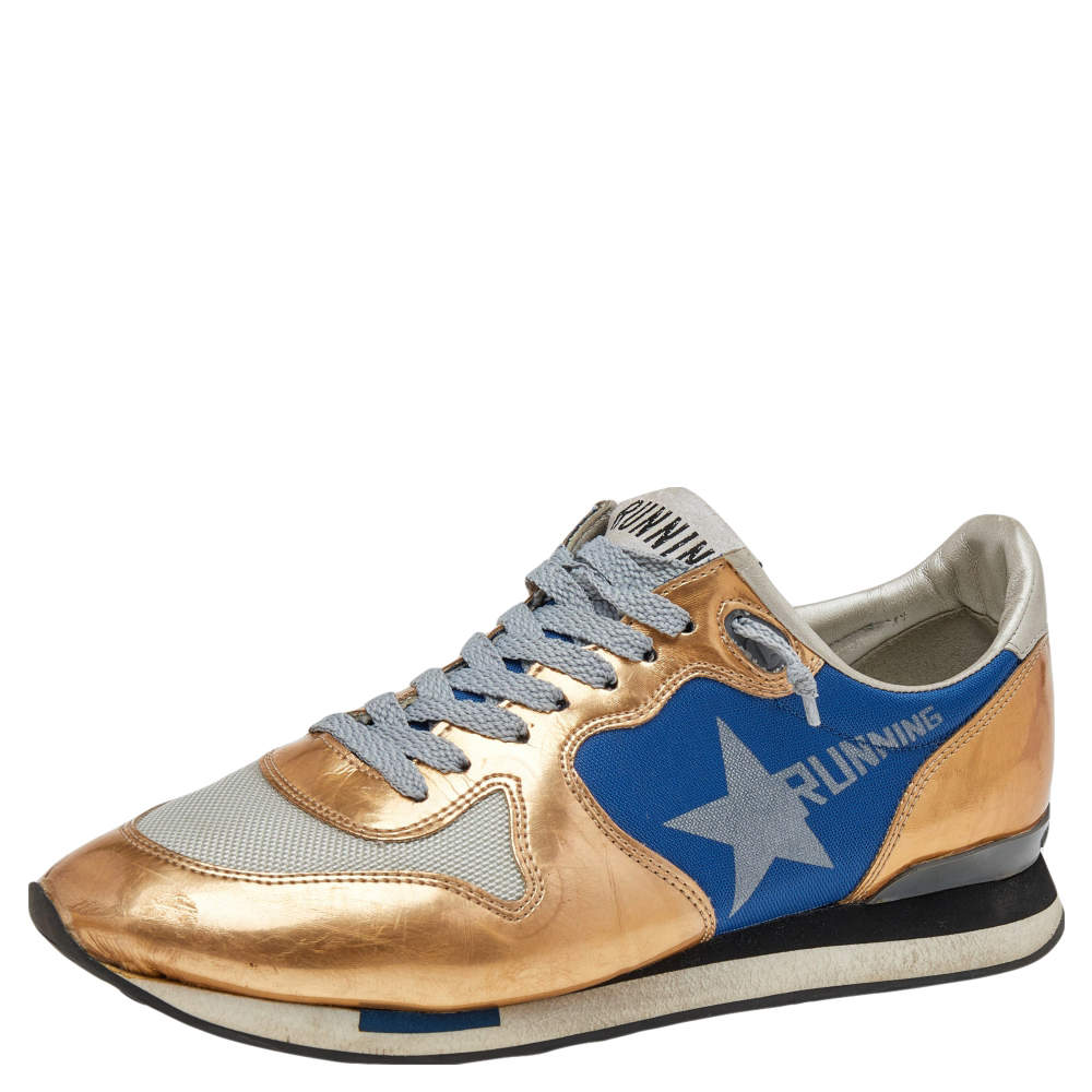 Golden Goose Multicolor Foil Leather And Canvas Running Low Top Sneakers Size 38
