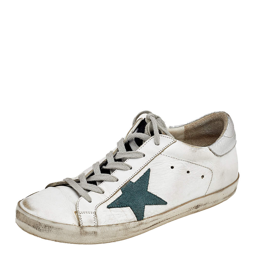 Pre Owned Golden Goose White Leather SuperStar Low Top Sneakers Size 39