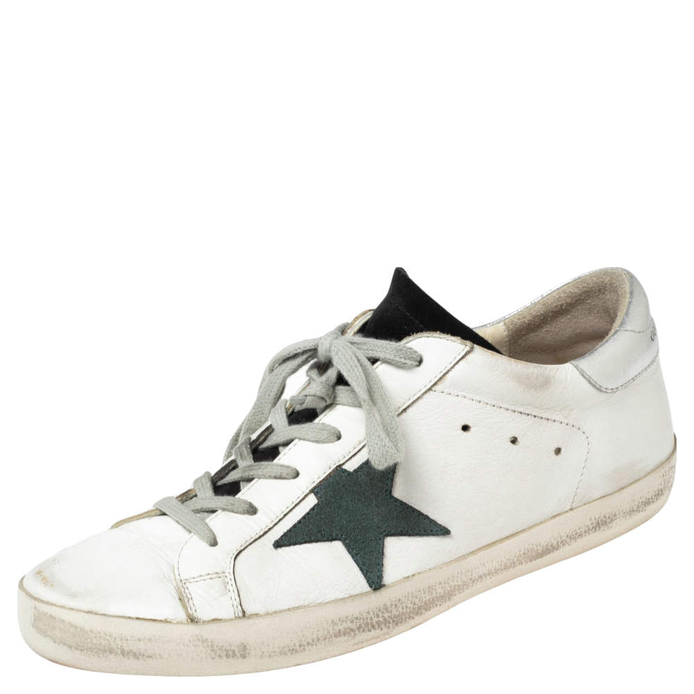 Pre Owned Golden Goose White Leather Superstar Low-Top Sneakers Size 40