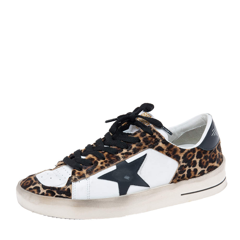 Pre Owned Golden Goose Multicolor Pony Hair And Leather Super Star Low Top Sneakers Size 39