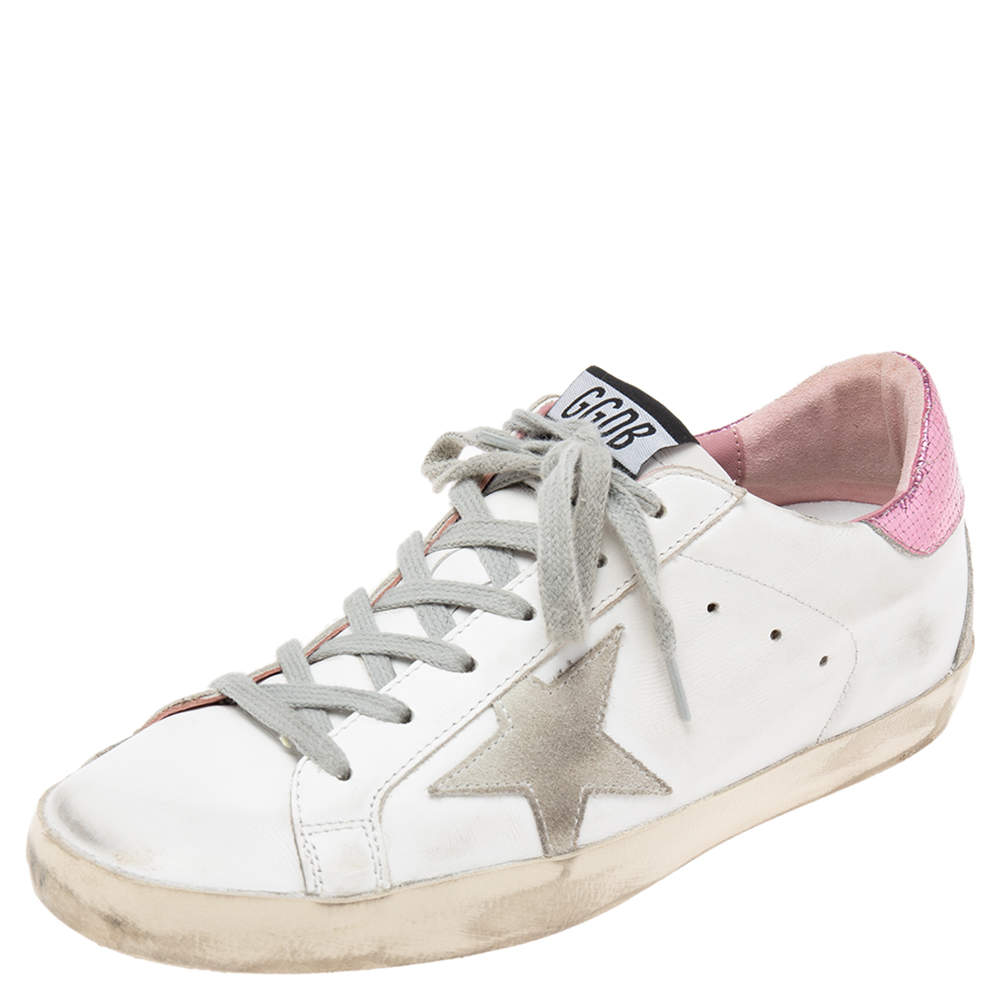 Pre Owned Golden Goose White Leather Superstar Sneakers Size 39