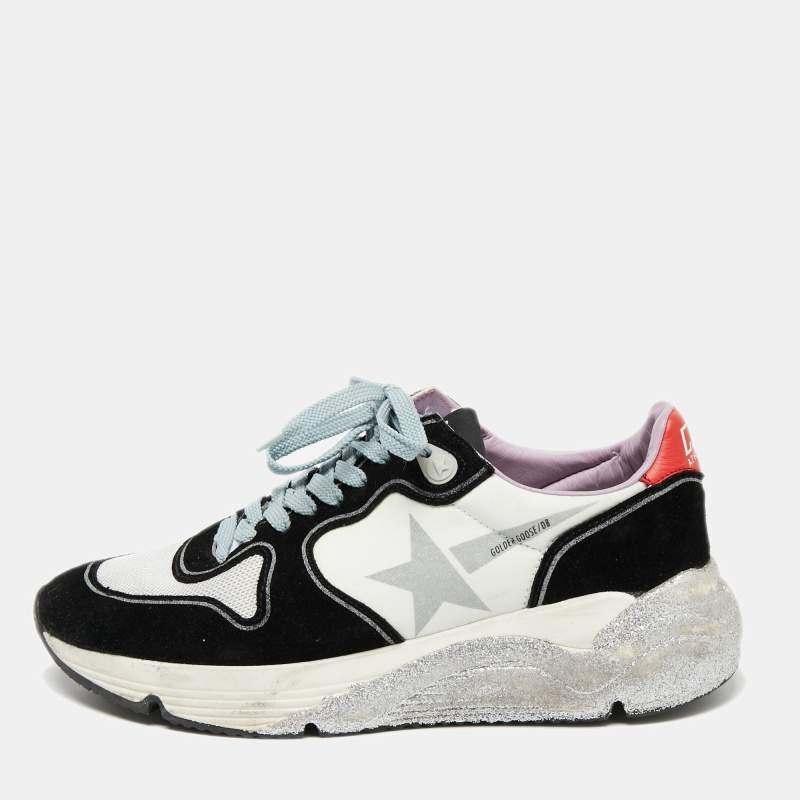 Pre Owned Golden Goose Multicolor Leather Glitter Running Sole Low Top Sneakers Size 37