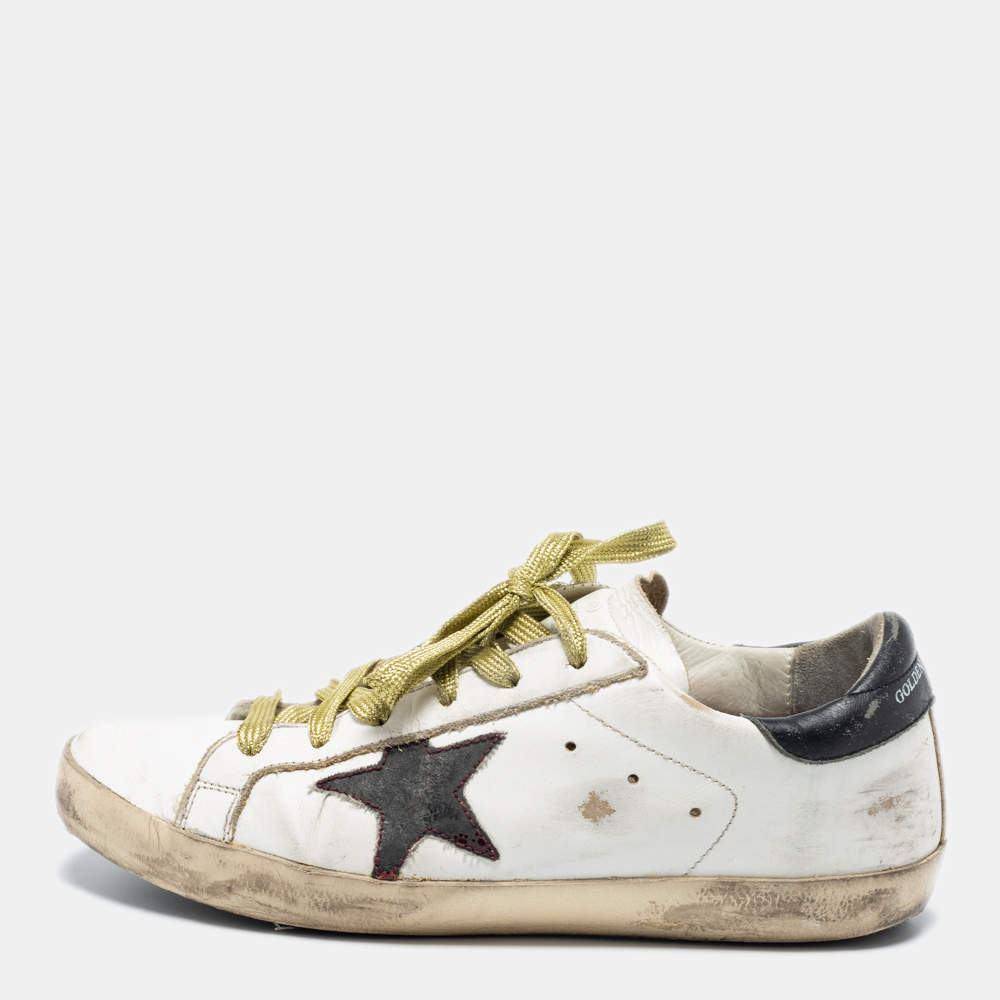 Golden Goose White Leather Superstar Low-Top Sneakers Size 39