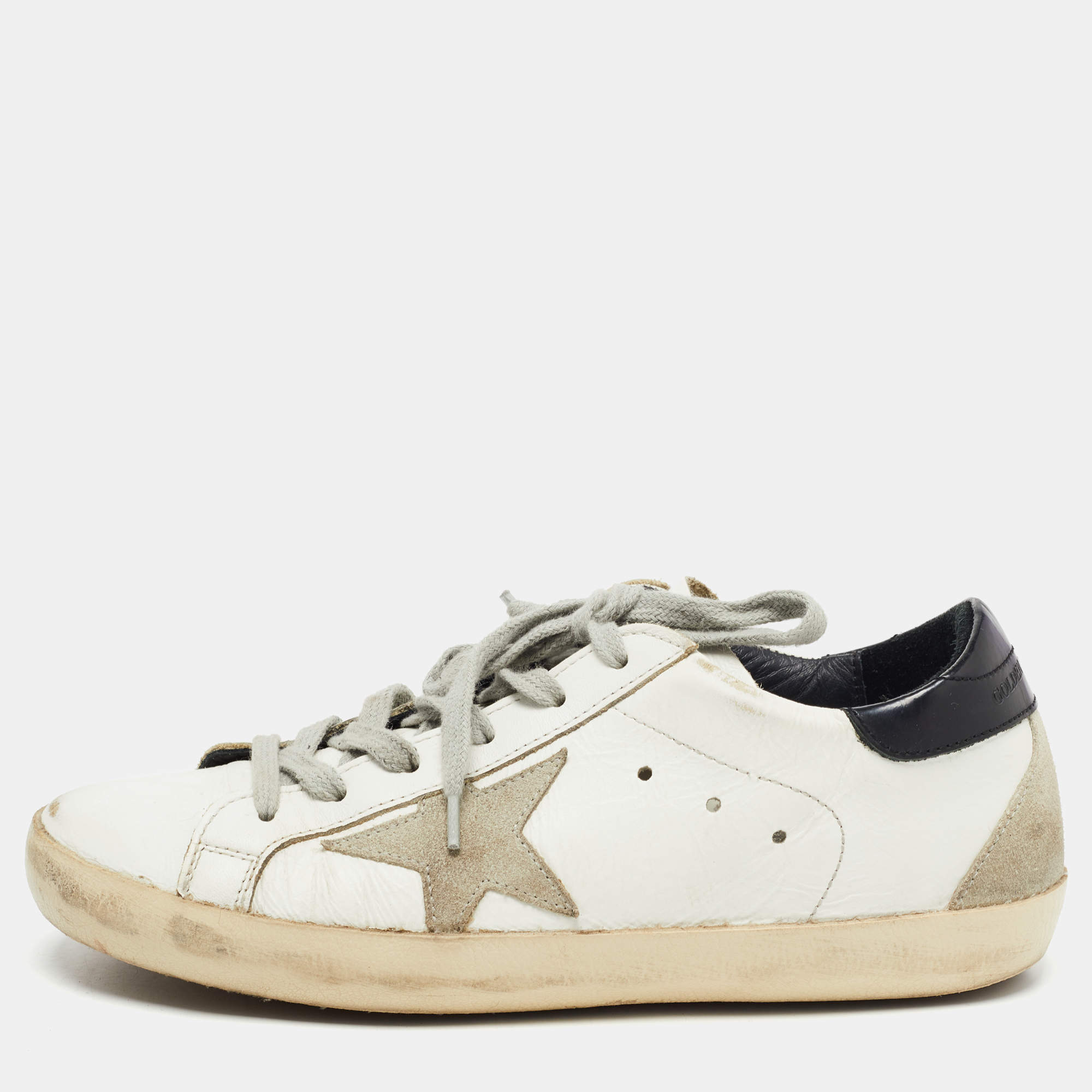 Golden Goose White Leather Superstar Low Top Sneakers Size 37