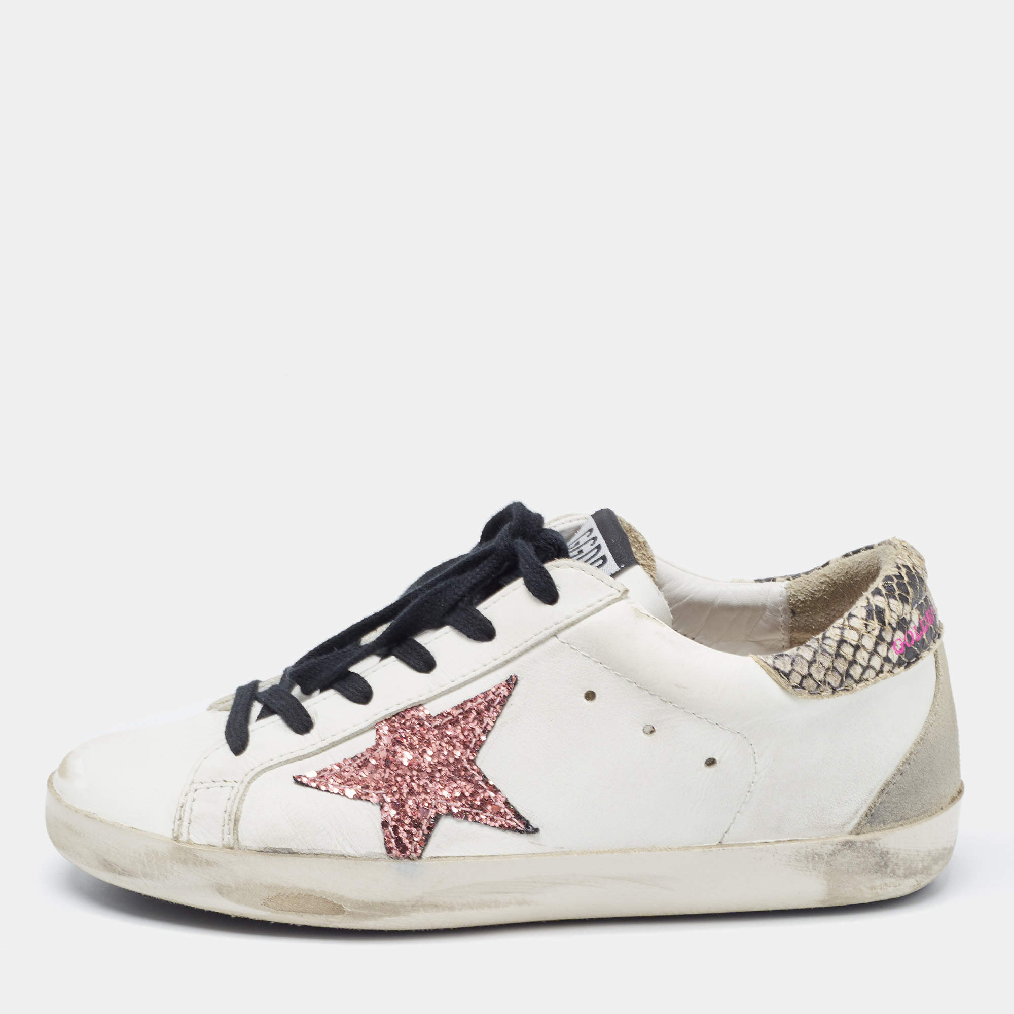 Golden Goose White Leather Superstar Low Top Sneakers Size 35