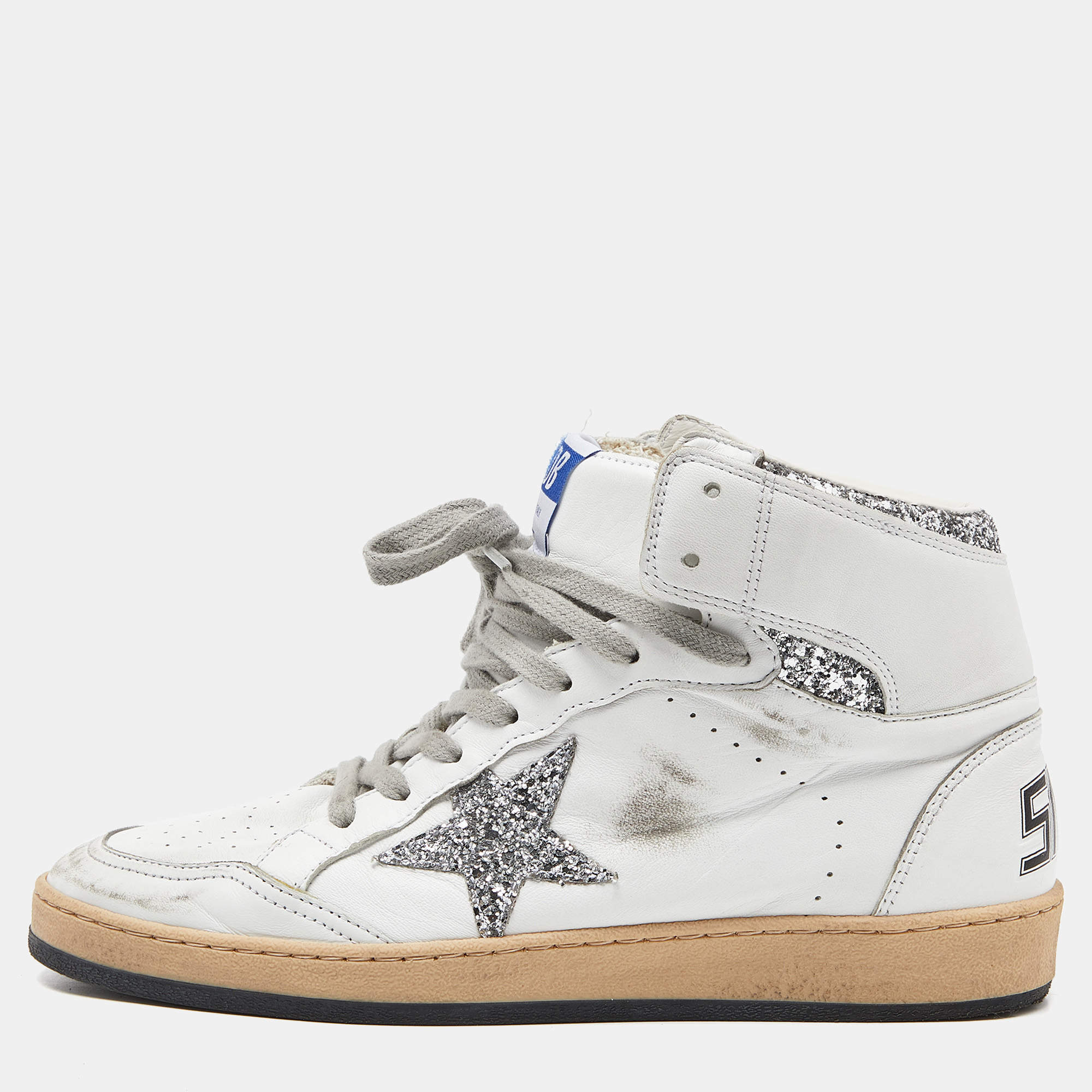 Pre Owned Golden Goose White Leather Sky Star Sneakers Size 41