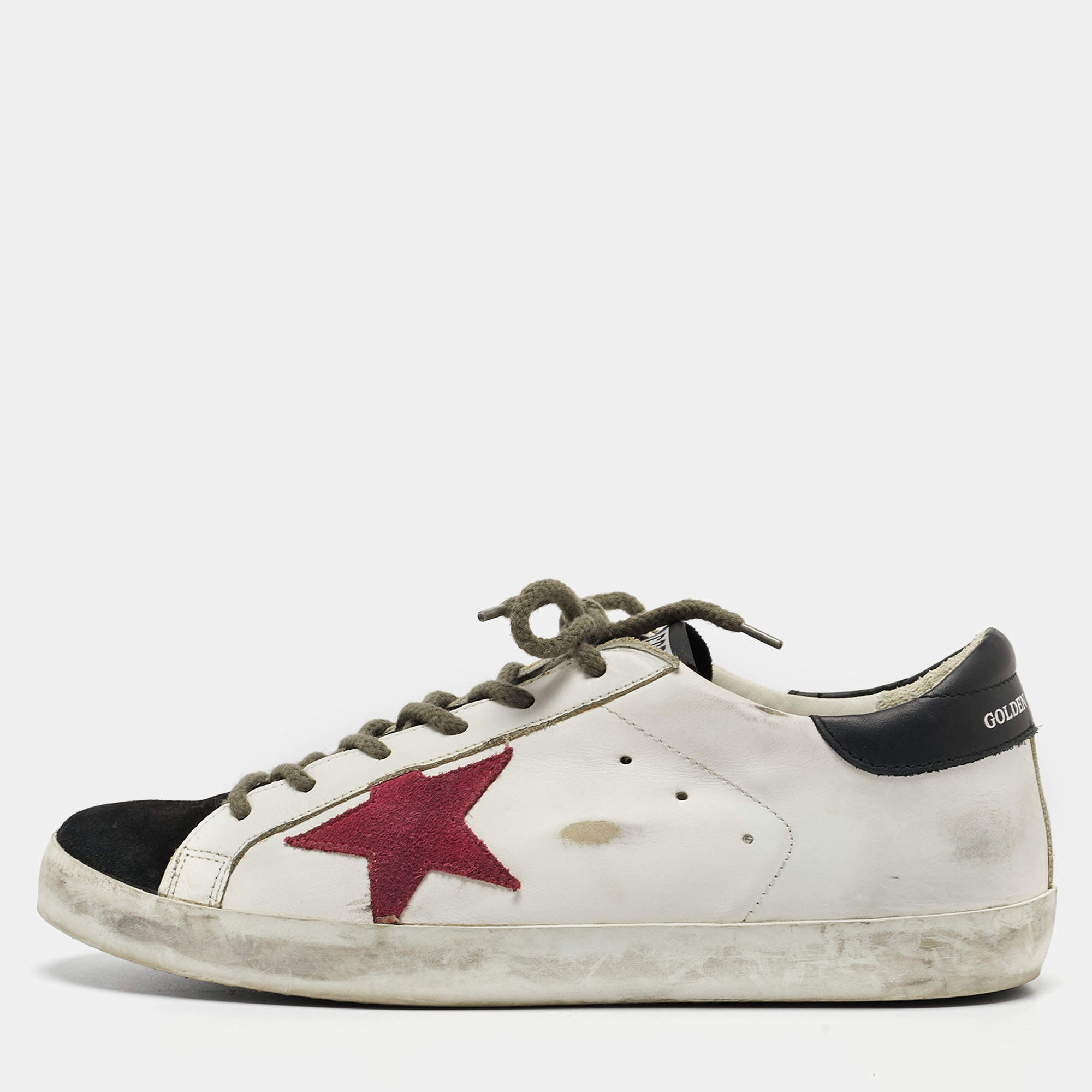 Golden Goose White/Black Leather and Suede Superstar Sneakers Size 40