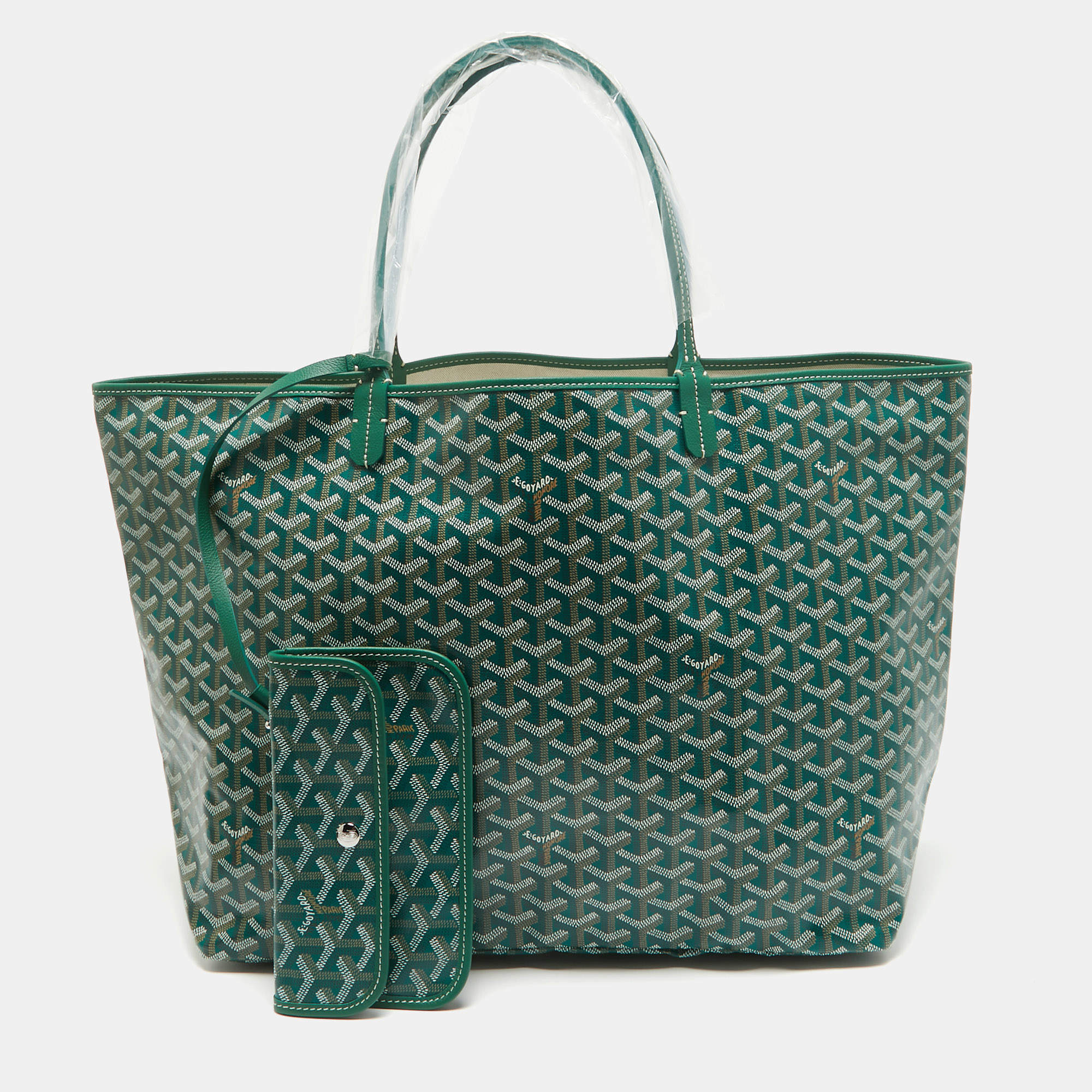 Pre Owned Goyard Green Goyardine Coated Canvas and Leather Saint Louis GM Tote