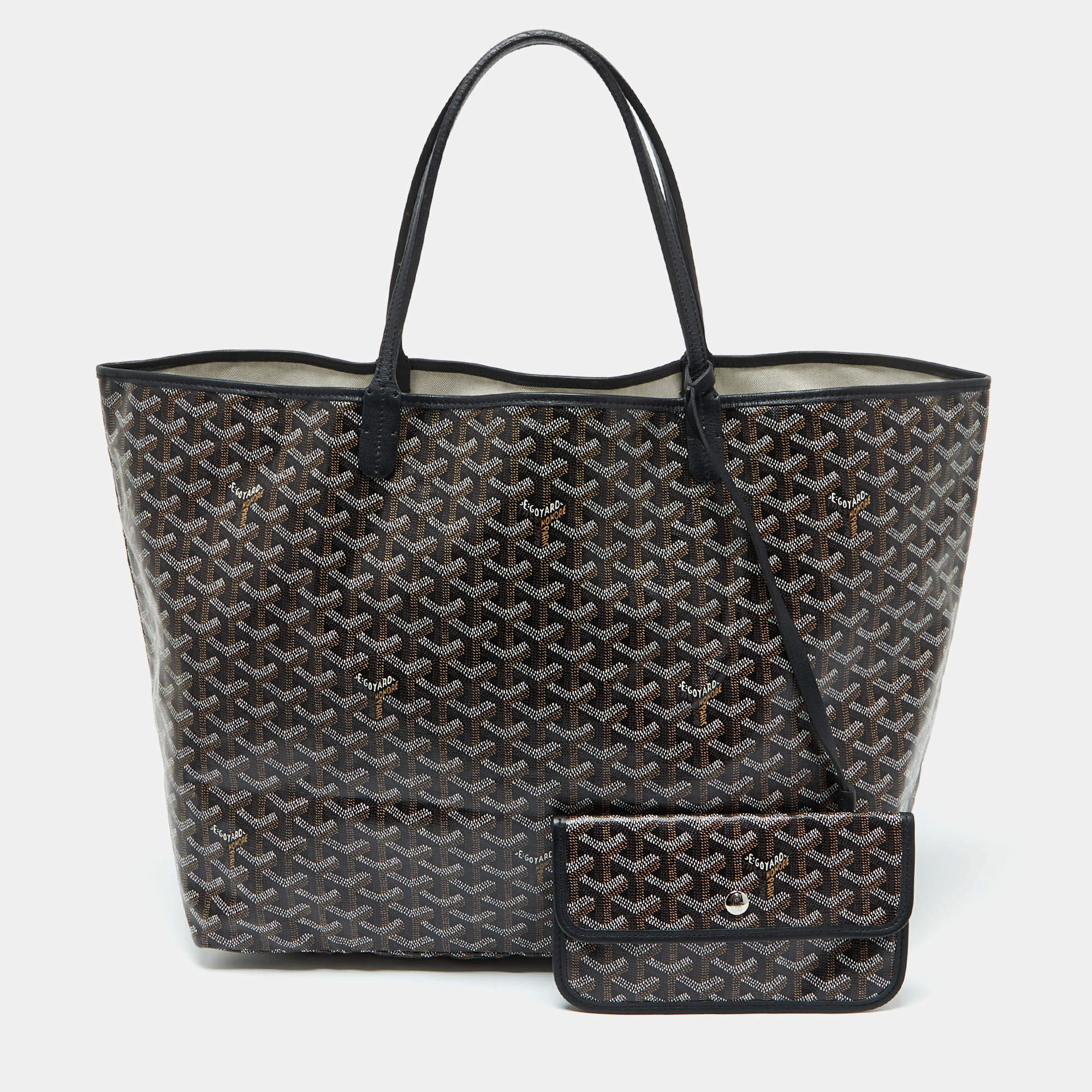 Pre Owned Goyard Black Goyardine Coated Canvas and Leather Saint Louis GM Tote