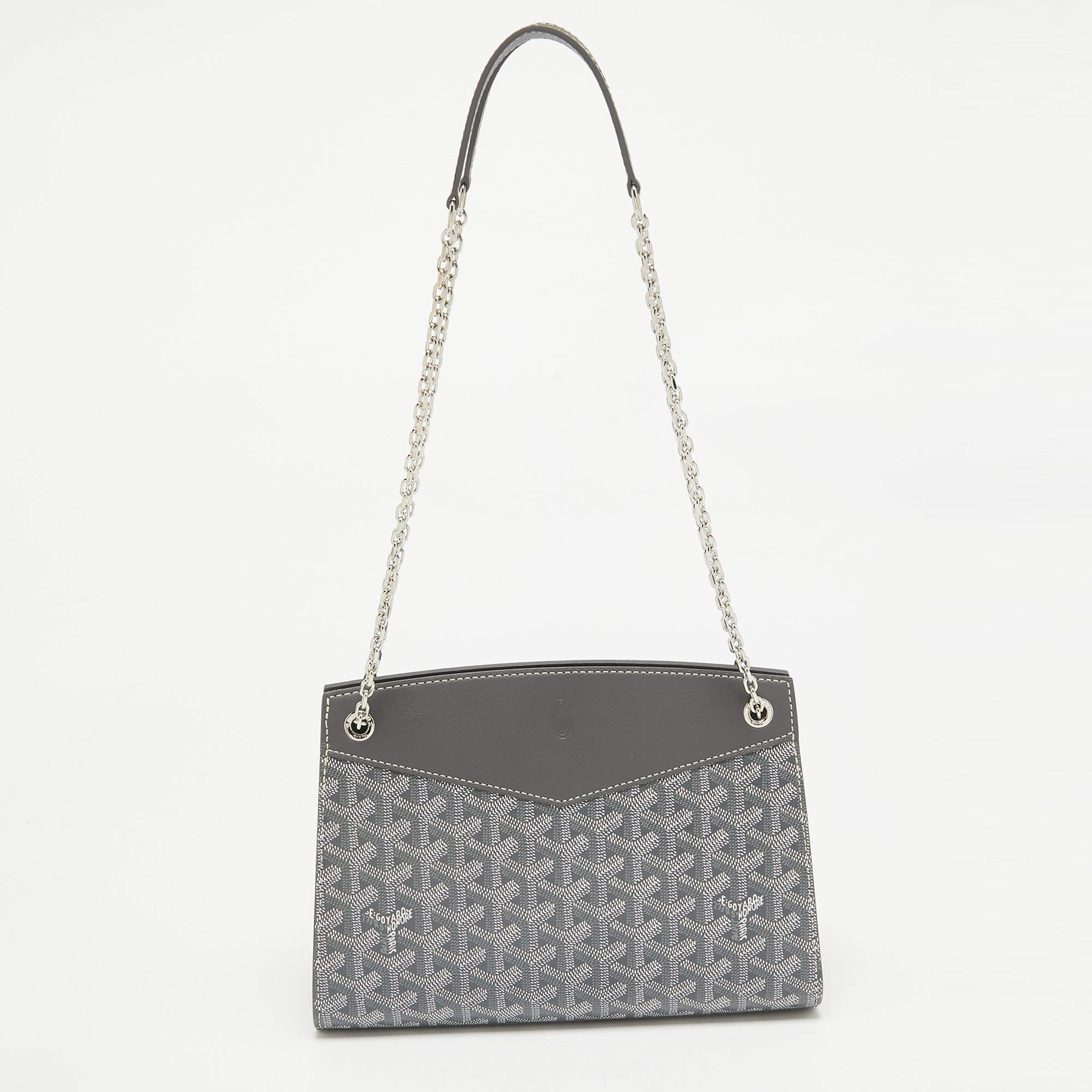 Goyard Grey Goyardine Coated Canvas and Leather Rouette Structure PM Shoulder Bag