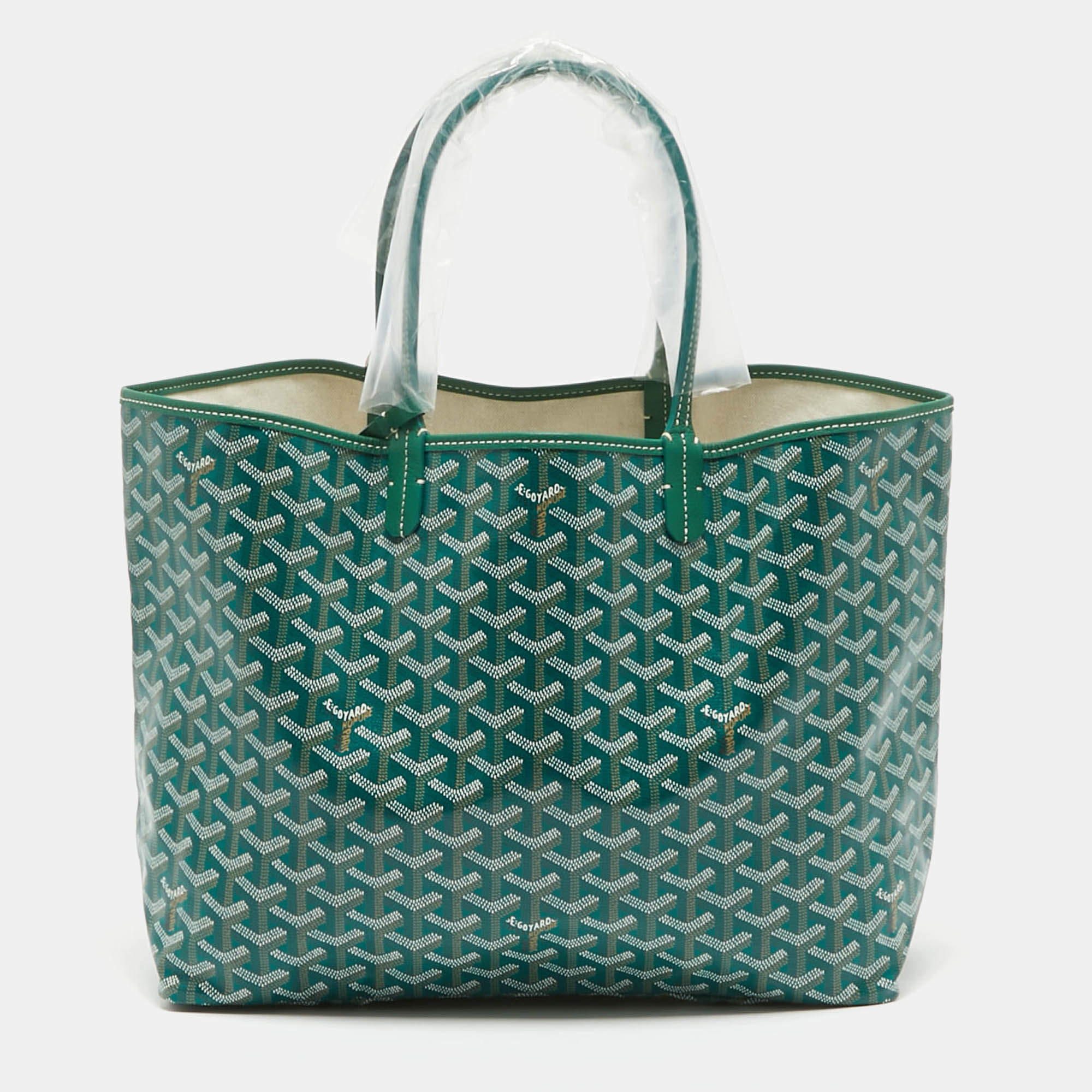 Pre Owned Goyard Green Goyardine Coated Canvas and Leather Saint Louis PM Tote