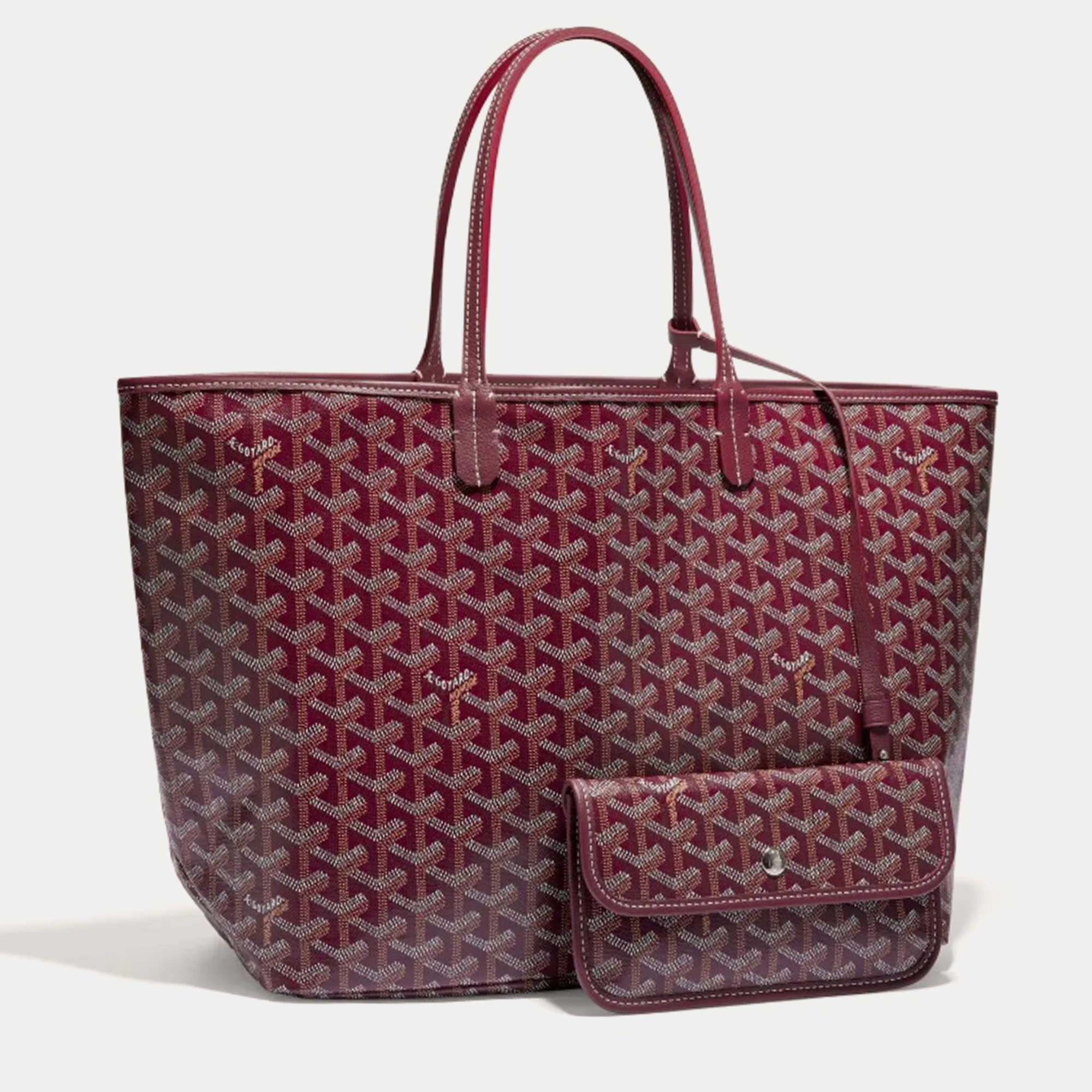 Pre Owned Goyard Burgundy Goyardine Coated Canvas and Leather Saint Louis PM Tote Bag