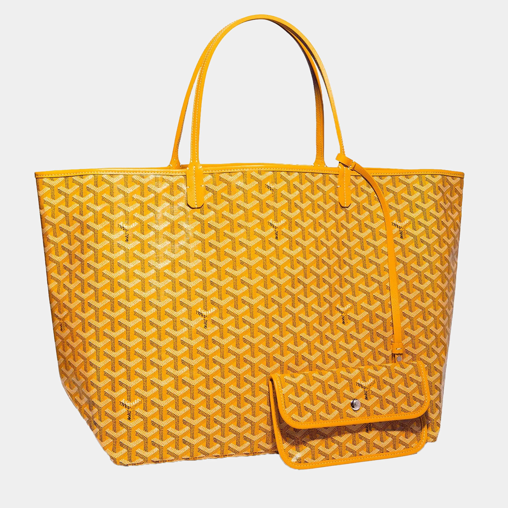 Pre Owned Goyard Yellow Goyardine Coated Canvas and Leather Saint Louis GM Tote Bag