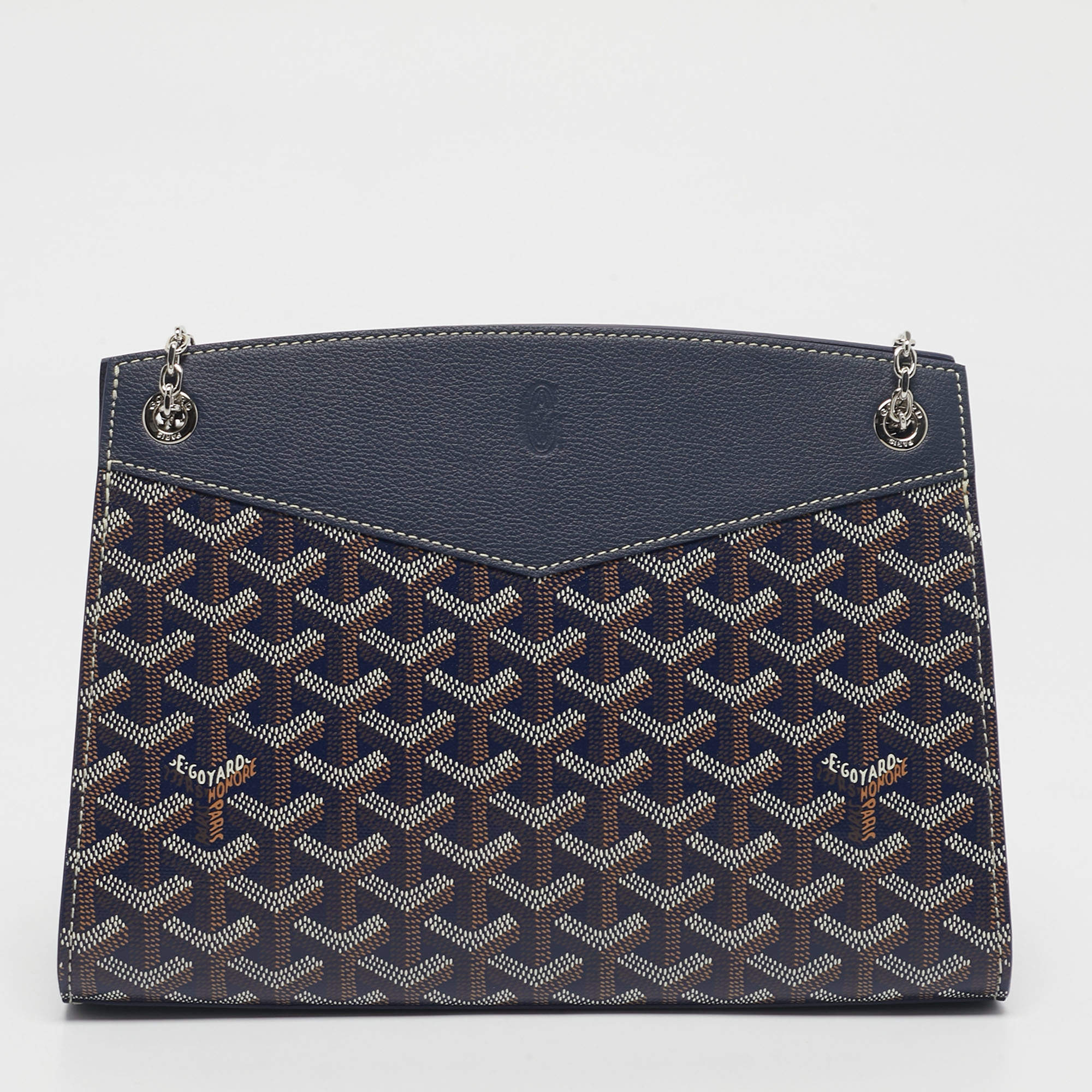 Pre Owned Goyard Blue Goyardine Coated Canvas and Leather Rouette Structure PM Shoulder Bag