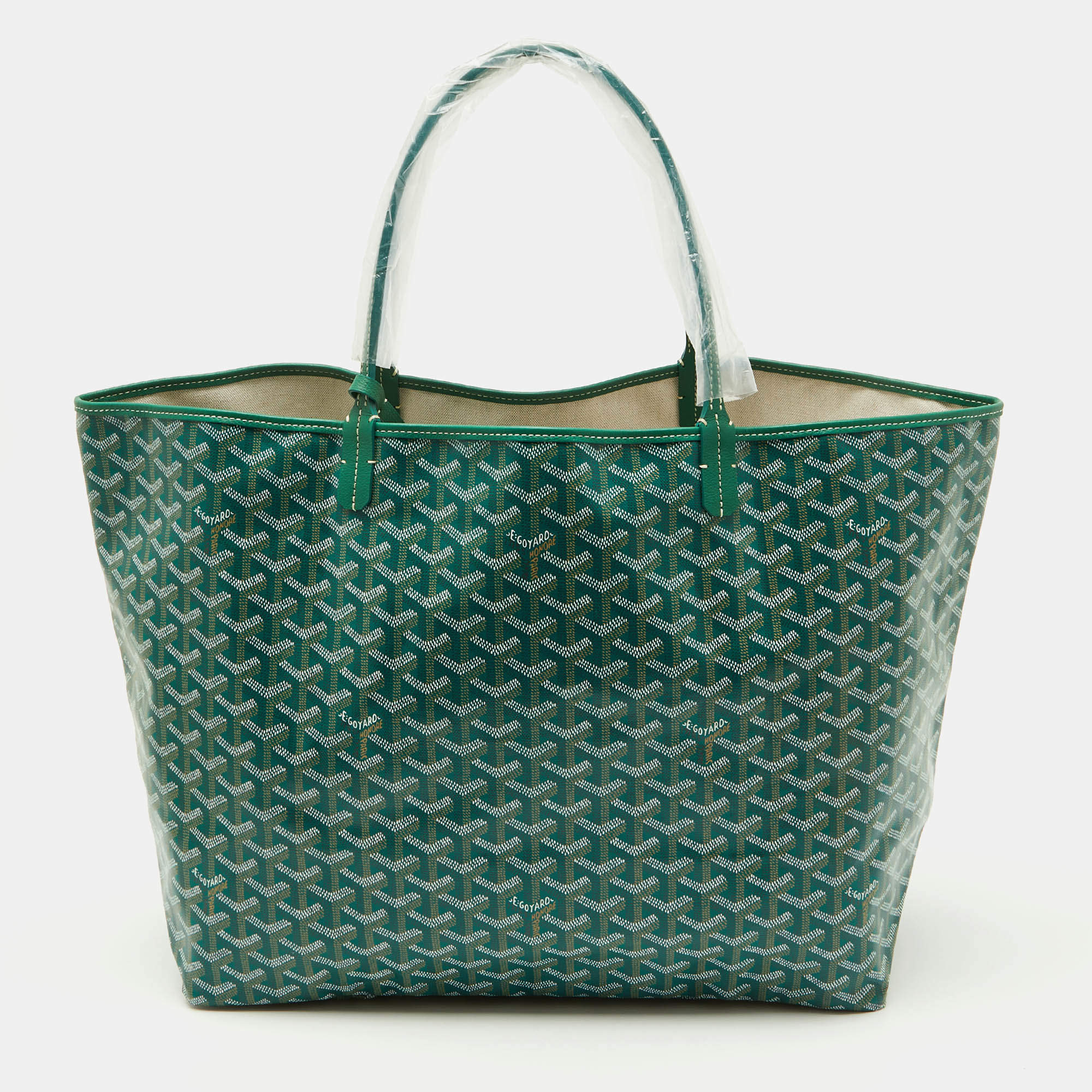 Pre Owned Goyard Green Goyardine Coated Canvas and Leather Saint Louis GM Tote