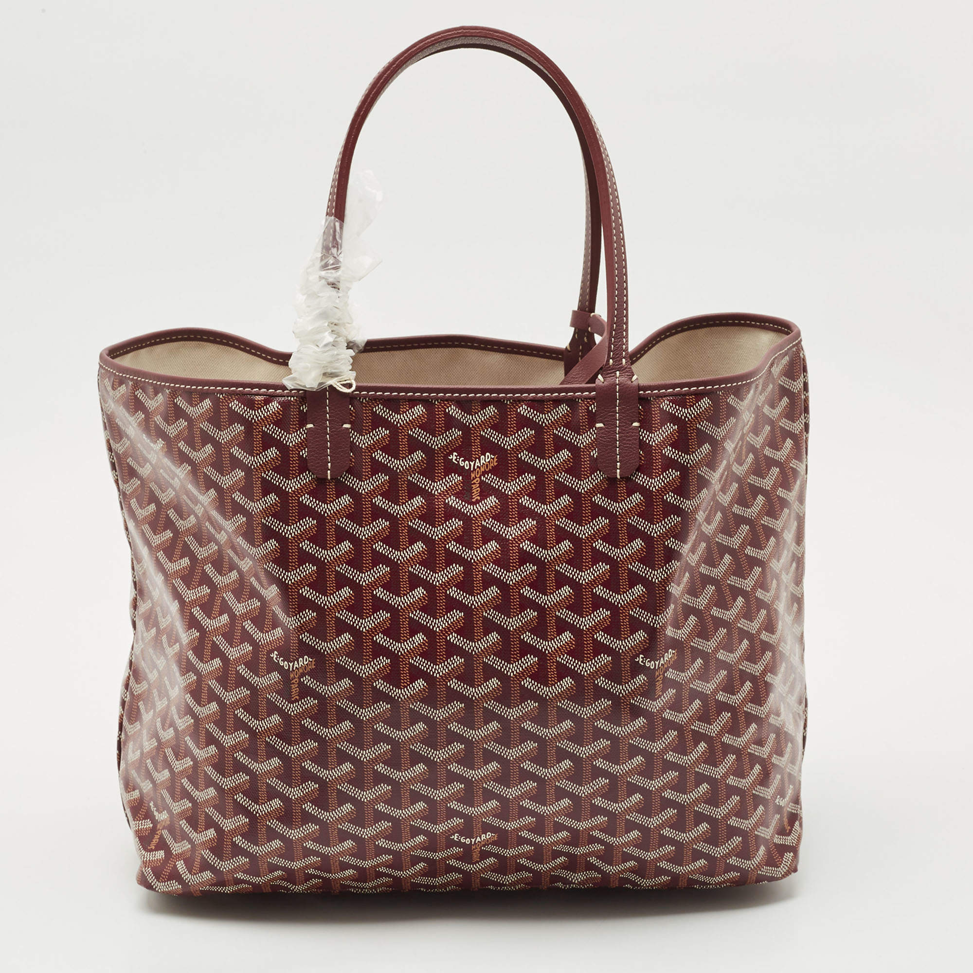 Pre Owned Goyard Burgundy Goyardine Coated Canvas and Leather Saint Louis PM Tote