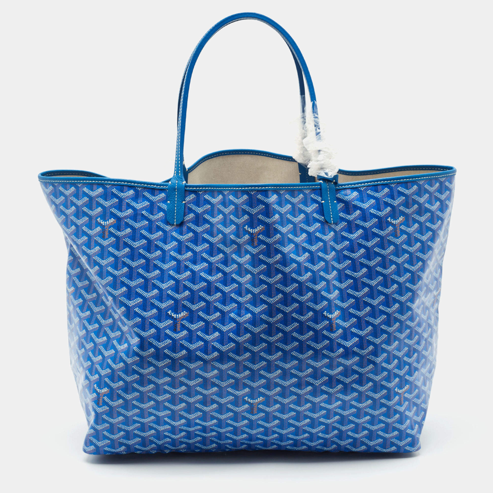 Pre Owned Goyard Blue Goyardine Coated Canvas and Leather Saint Louis GM Tote