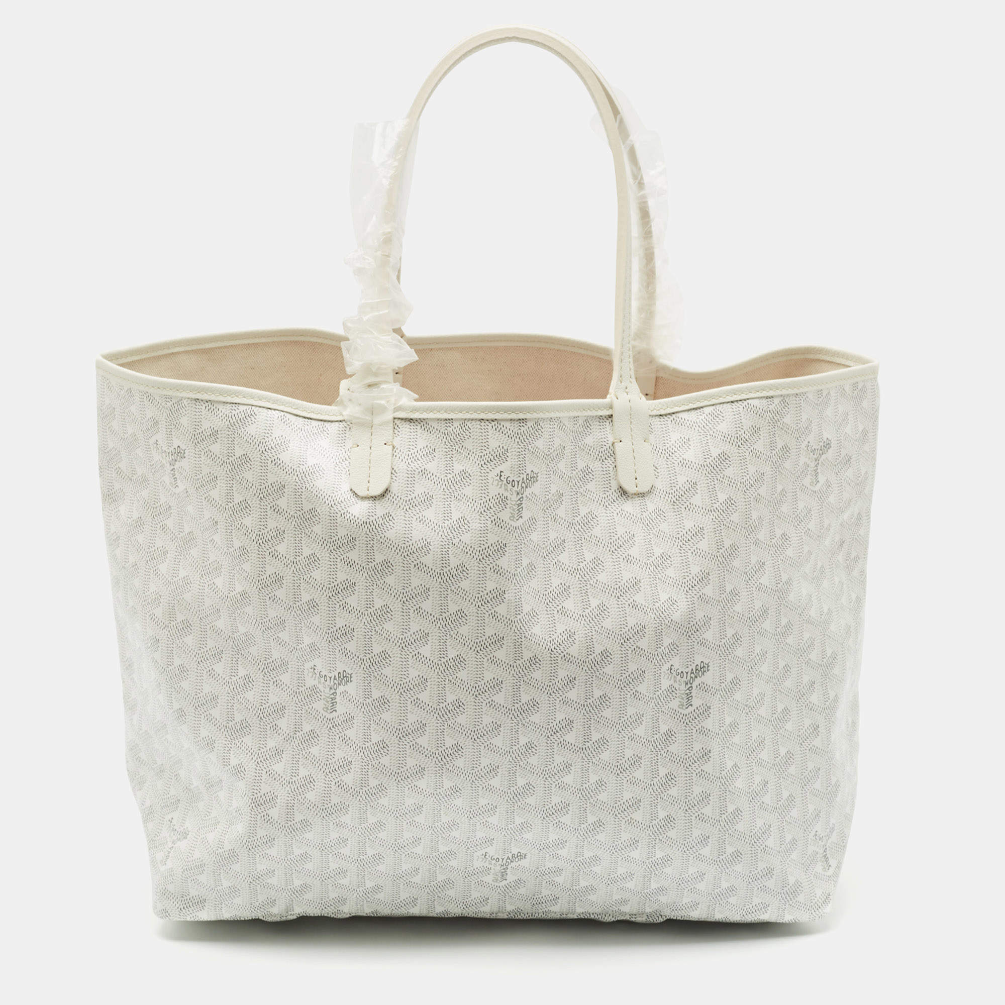 Pre Owned Goyard White Goyardine Coated Canvas and Leather Saint Louis PM Tote