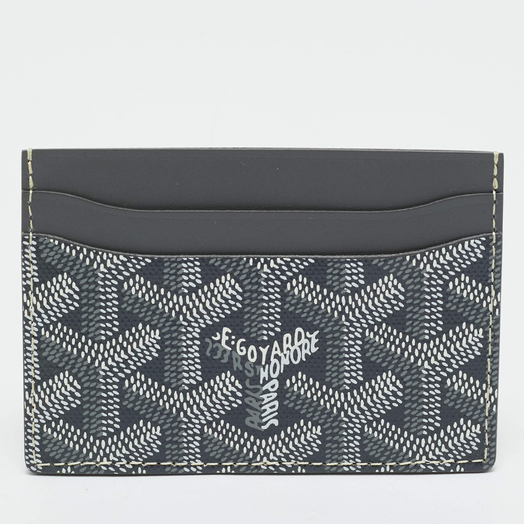 Pre Owned Goyard Grey Goyardine Coated Canvas and Leather Saint Sulpice Card Holder