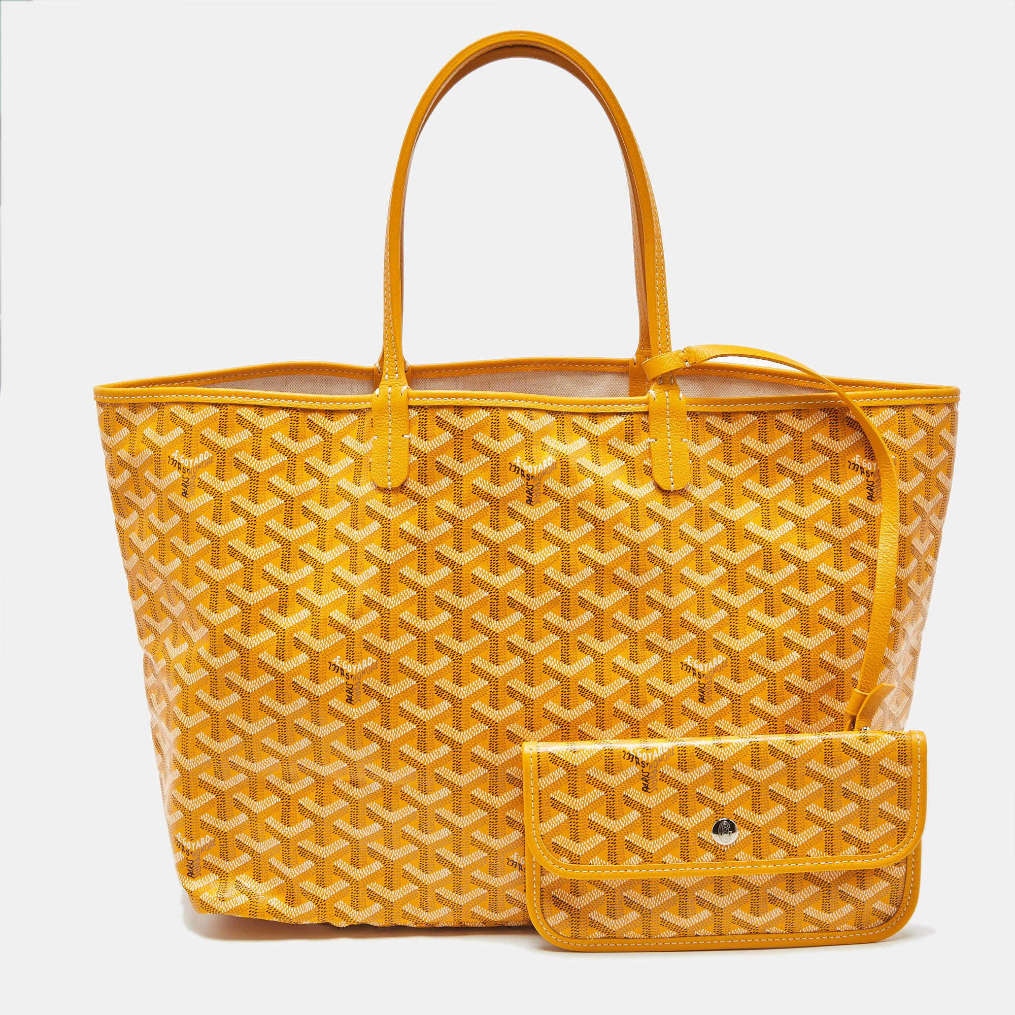 Pre Owned Goyard Yellow Goyardine Coated Canvas and Leather Saint Louis PM Tote