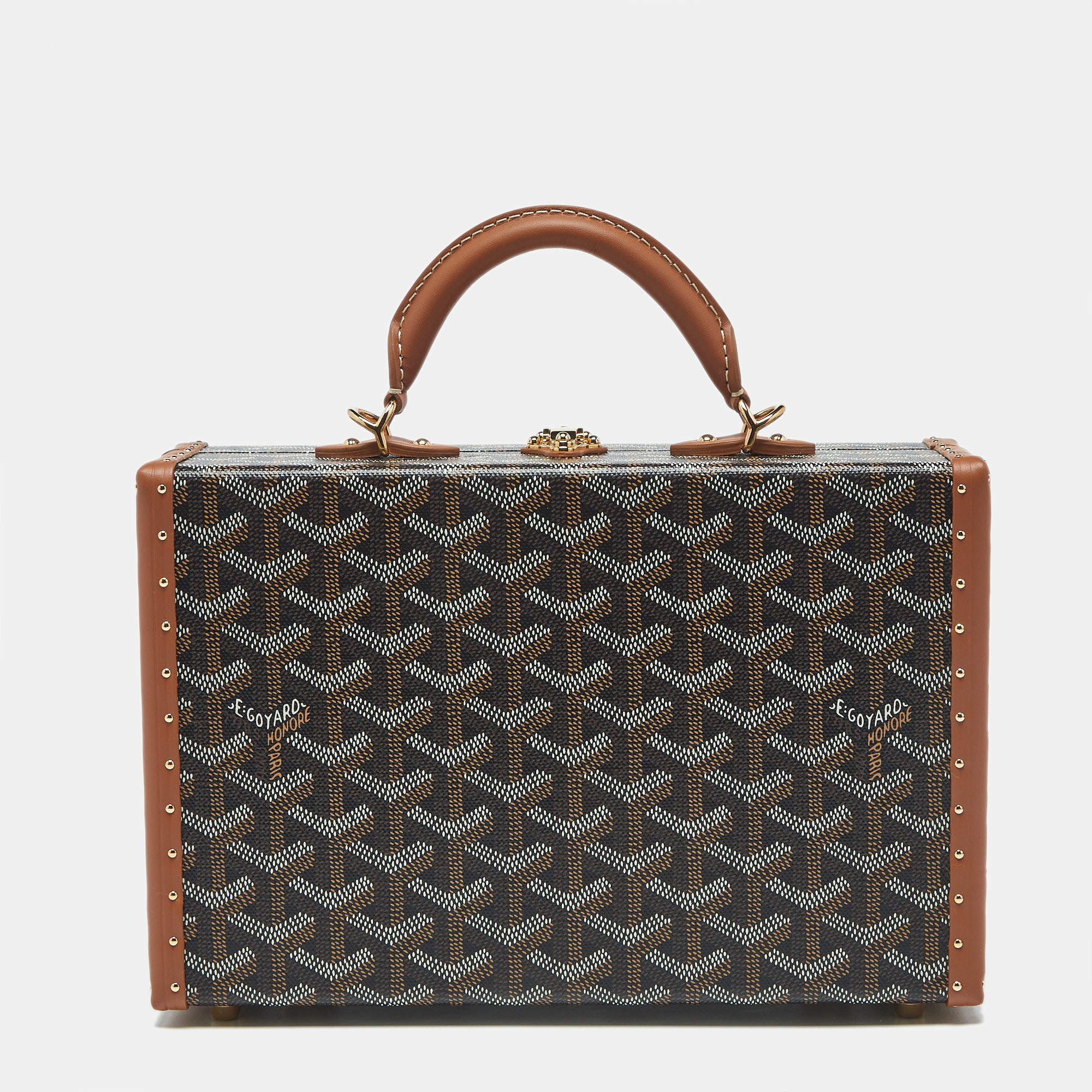 Pre Owned Goyard Brown Goyardine Coated Canvas and Leather Grand Hotel Trunk