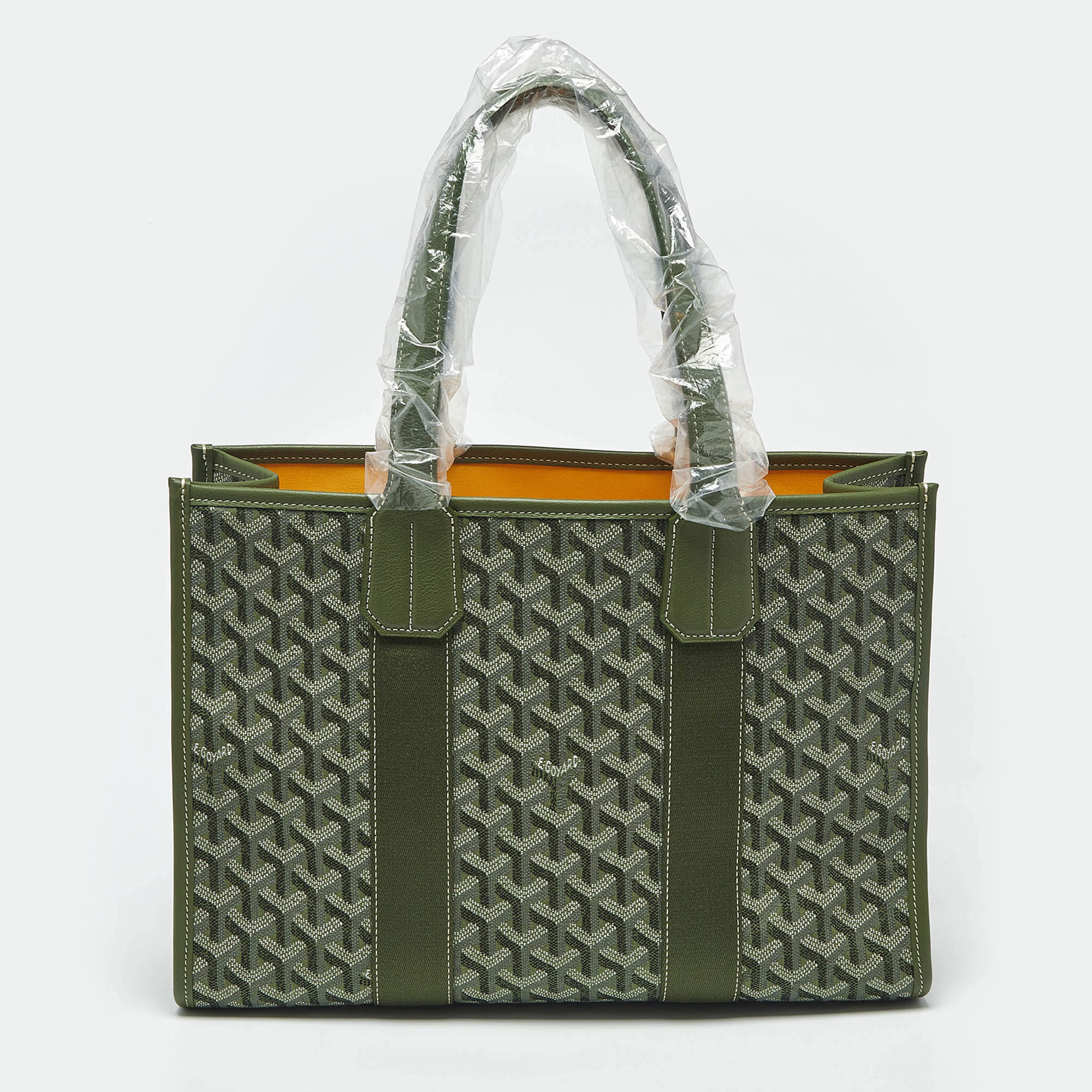 Pre Owned Goyard Khaki Goyardine Jacquard and Leather Limited Edition Villette PM Tote