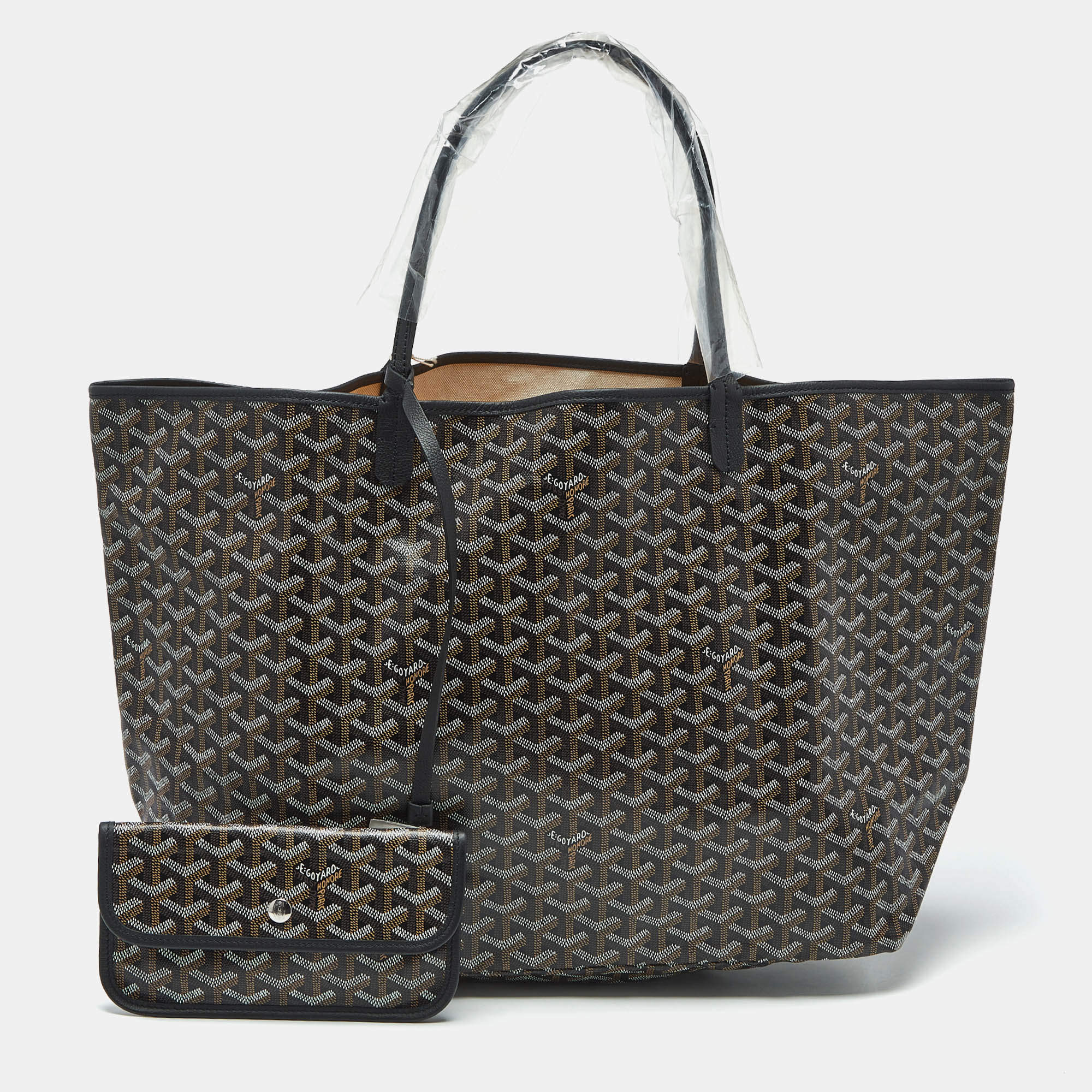 Pre Owned Goyard Black Goyardine Coated Canvas and Leather Saint Louis GM Tote