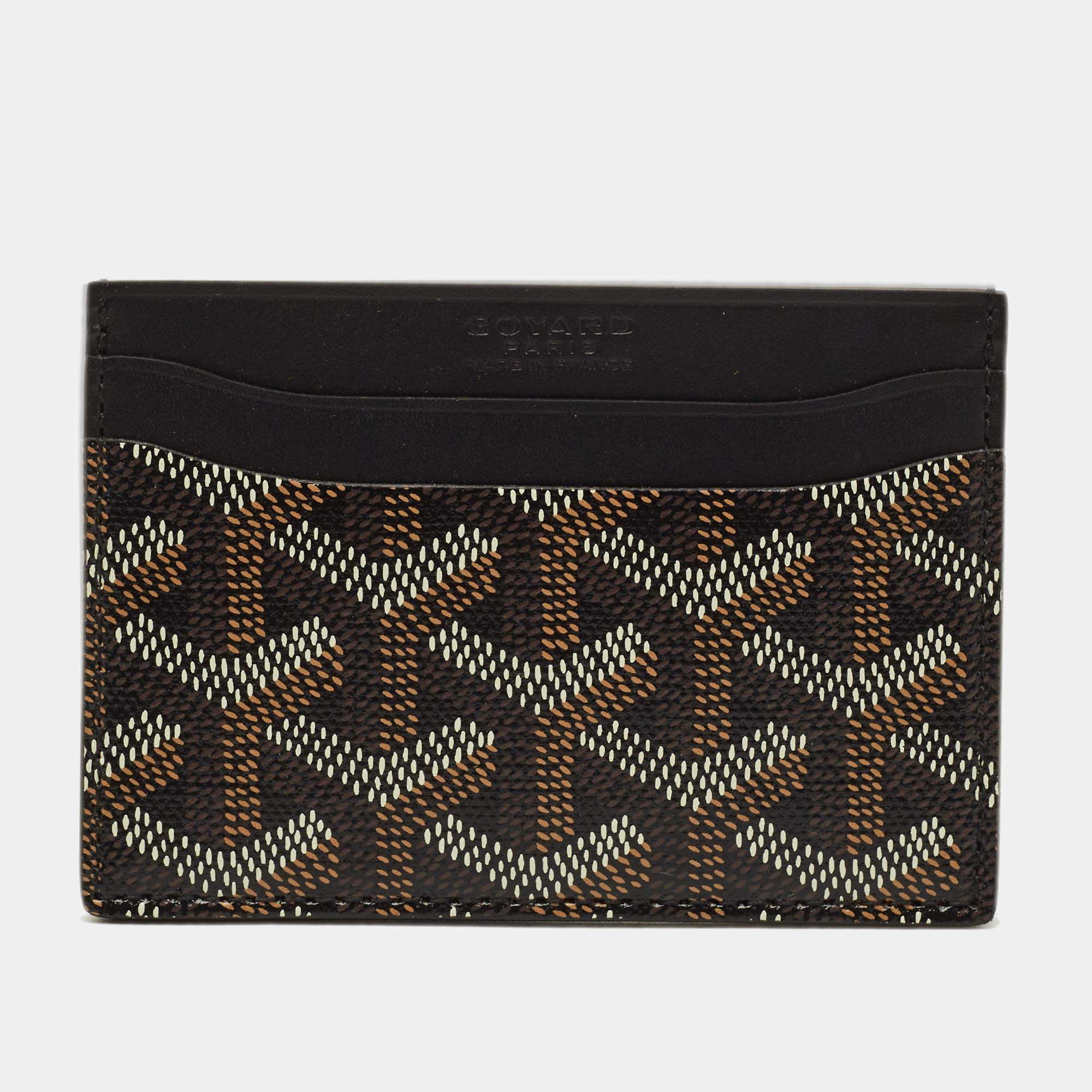 مملوكة مسبقًا Goyard Saint Sulpice Black Goyardine Coated Canvas and Leather Card Holder