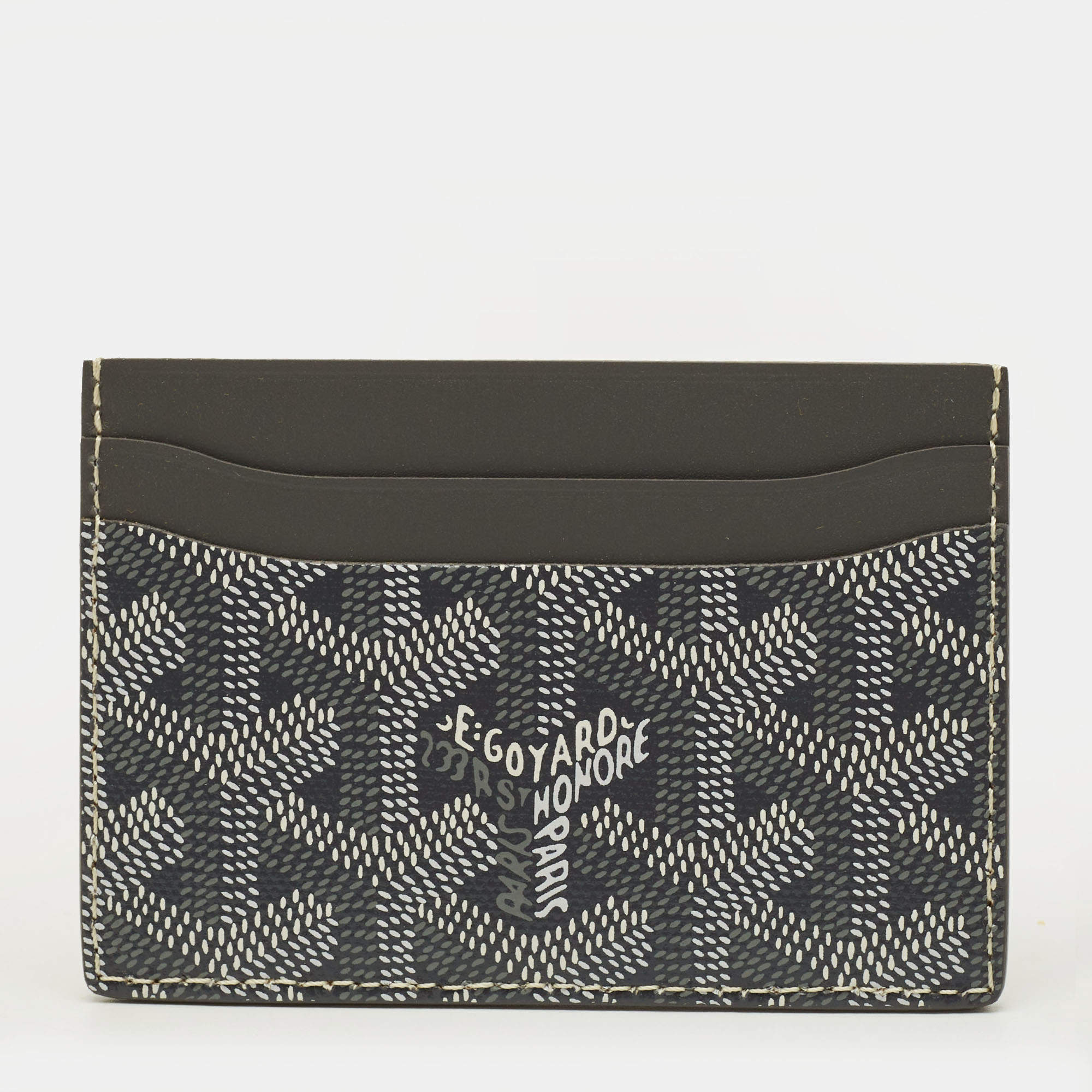 مملوكة مسبقًا Goyard Saint Sulpice Grey Goyardine Coated Canvas and Leather Card Holder