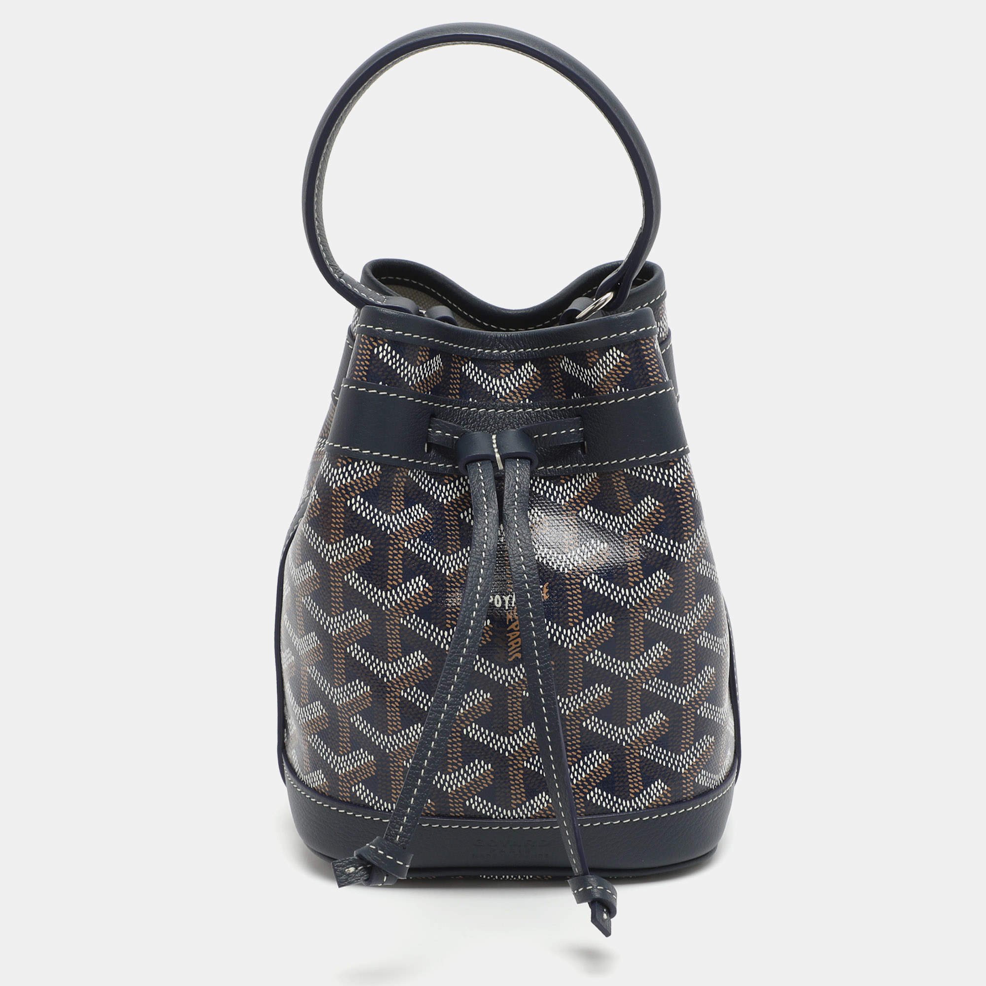 Pre Owned حقيبة دلو جويارد فلو بوت جوياردين لون كحلي مزين كنباس مغلف بحجم بي أم