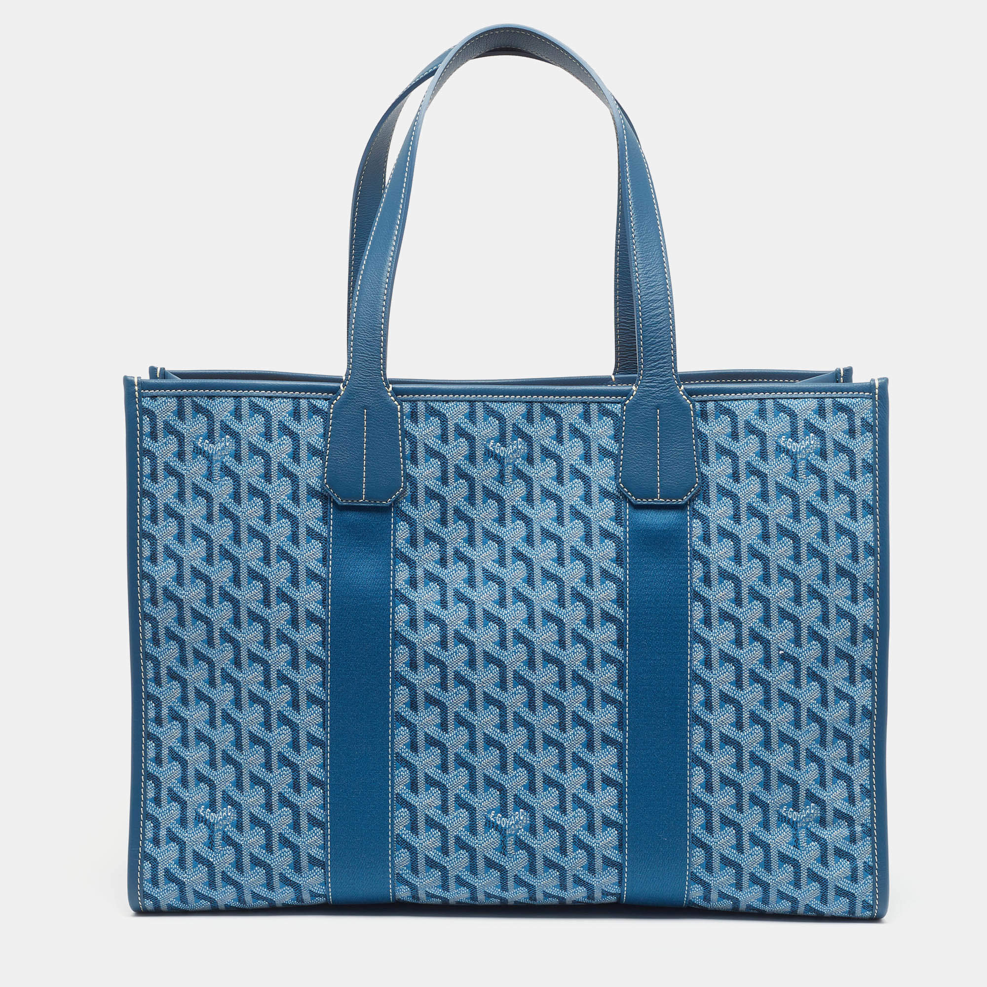 مملوكة مسبقًا Goyard Villette MM Limited Edition Blue Goyardine Jacquard and Leather Tote