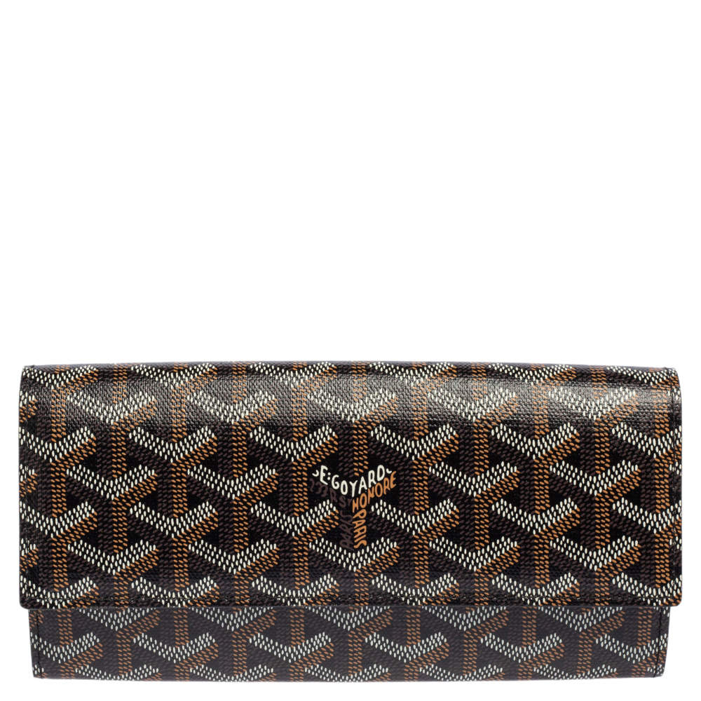 Pre Owned Goyard Black Goyardine Coated Canvas Varenne Continental Wallet
